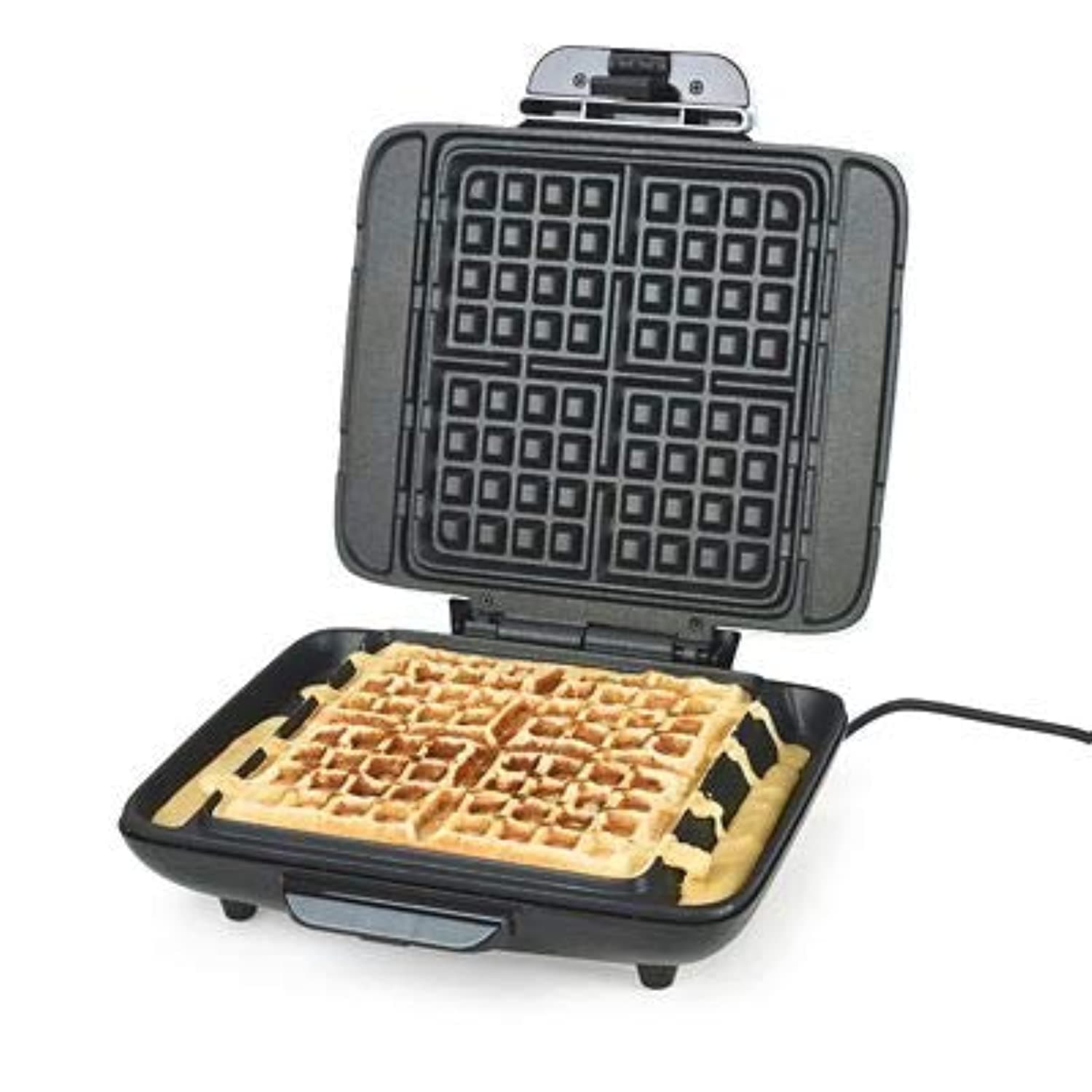 Lakeland No Mess Electric Waffle Maker, 28.5cm x 31.5cm x 11.5cm, Black