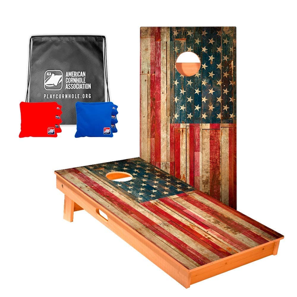 ACA American Cornhole Association Official Cornhole Boards & Bags Set American Flag Design