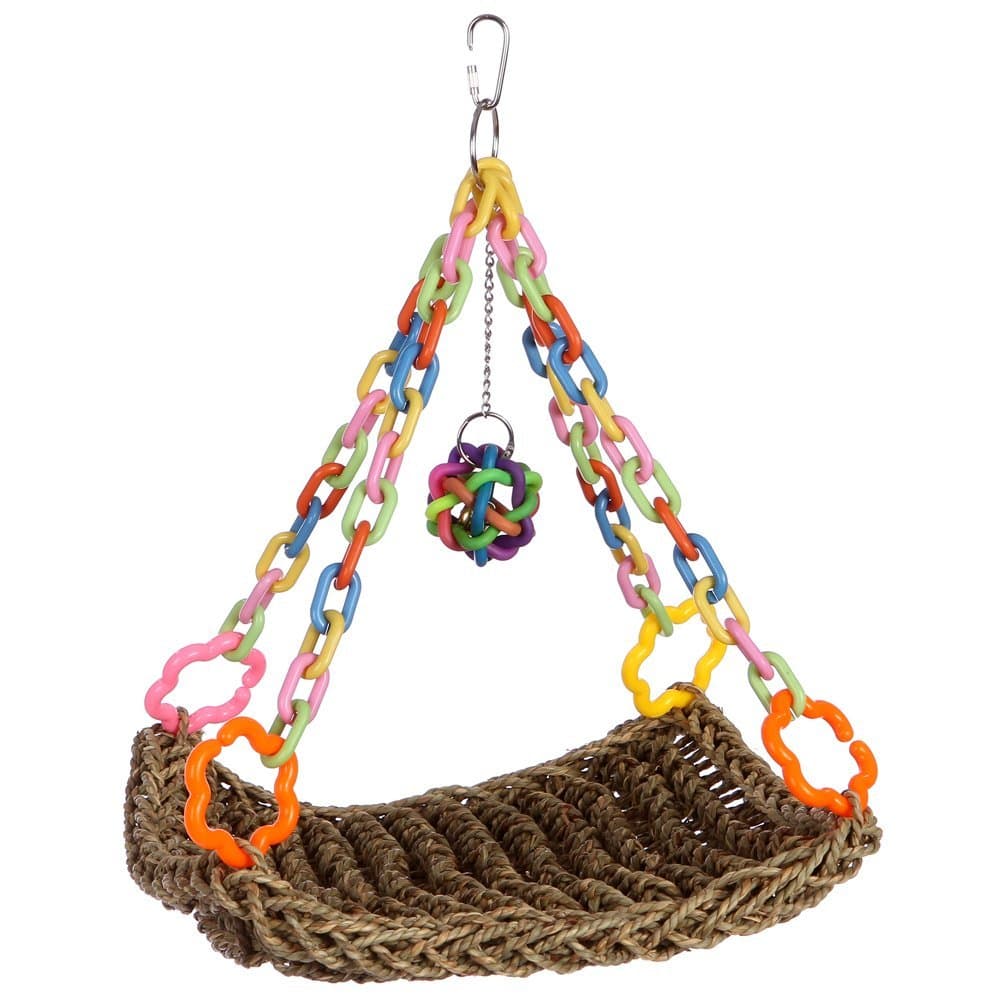 Parrot Toys Bird Straw Woven Mini Flying Trapeze Swing Perch,Nest Nibbler Toys Provide Birds Natural Environment