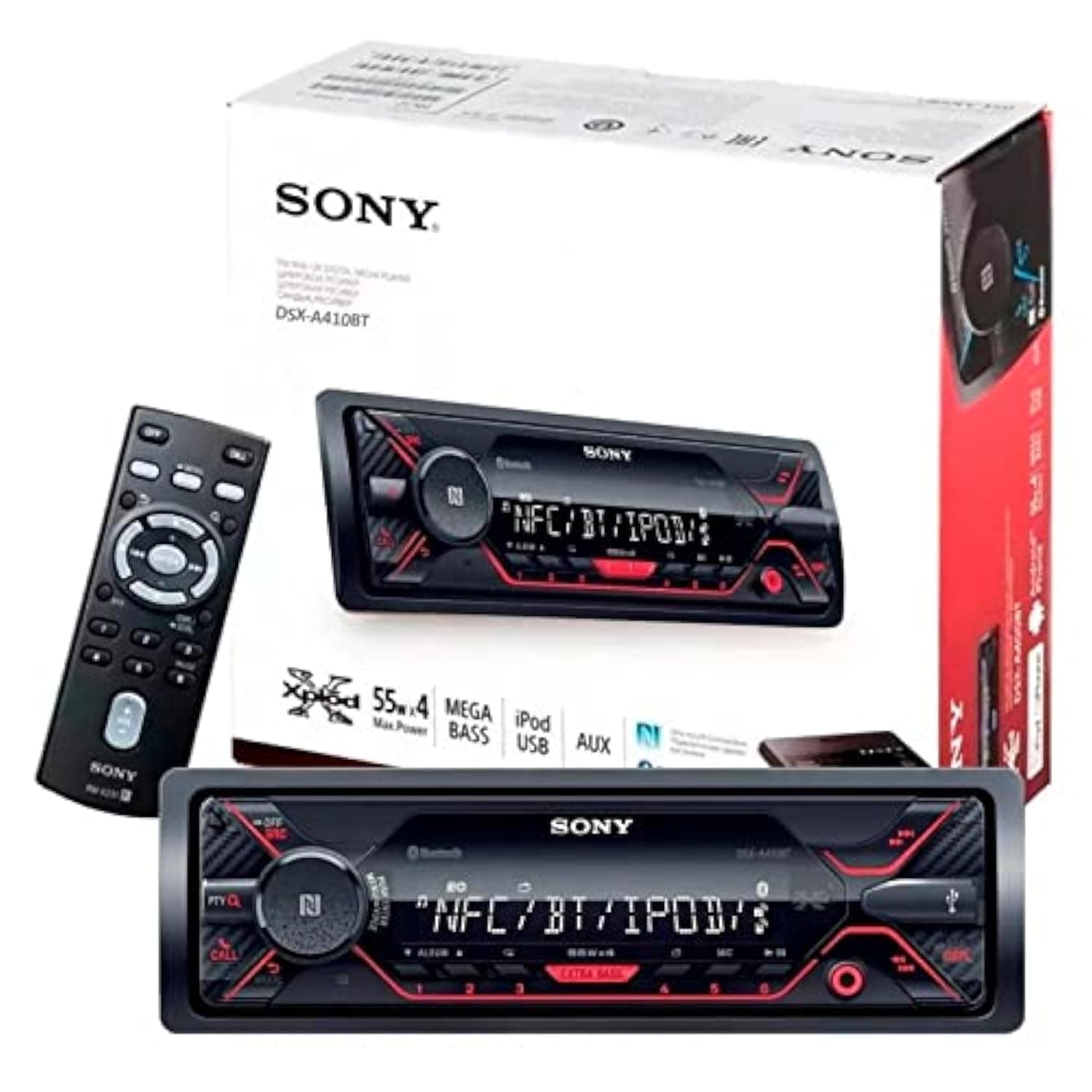 DSX-A410BT Single Din Bluetooth Front USB AUX Car Stereo Digital Media Receiver (No CD Player)