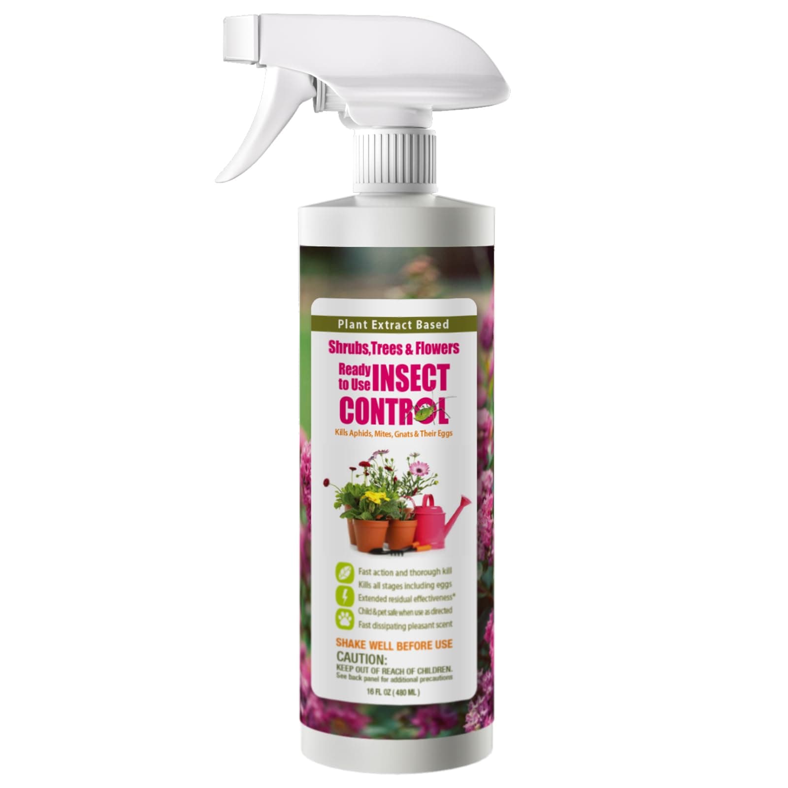 Garden Insect Control 16 oz | Kills Aphids Armyworms Mealybugs Spider Mites Gnats and Eggs | Indoor Outdoor | Plant-Based Child and Pet Safe