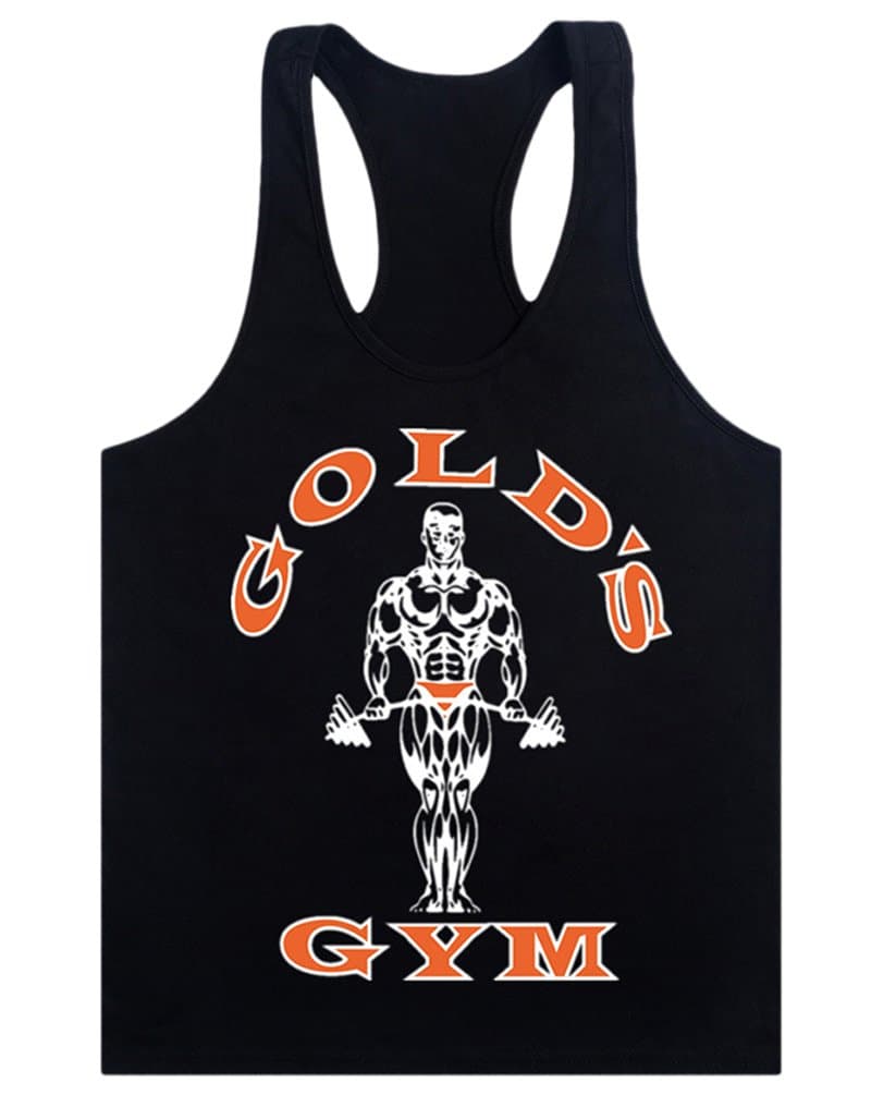 MITIAO Men GOLO GYM Fitness BodyBuilding Tank Y Back Stringer Black Orange L