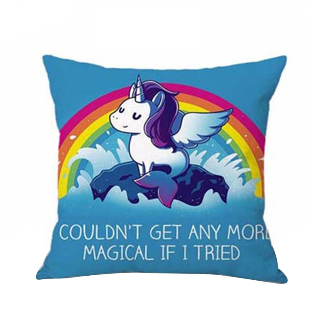 Cartoon Unicorn Print Pillow Case Bed Sofa Waist Cushion Cover Car Home Decor