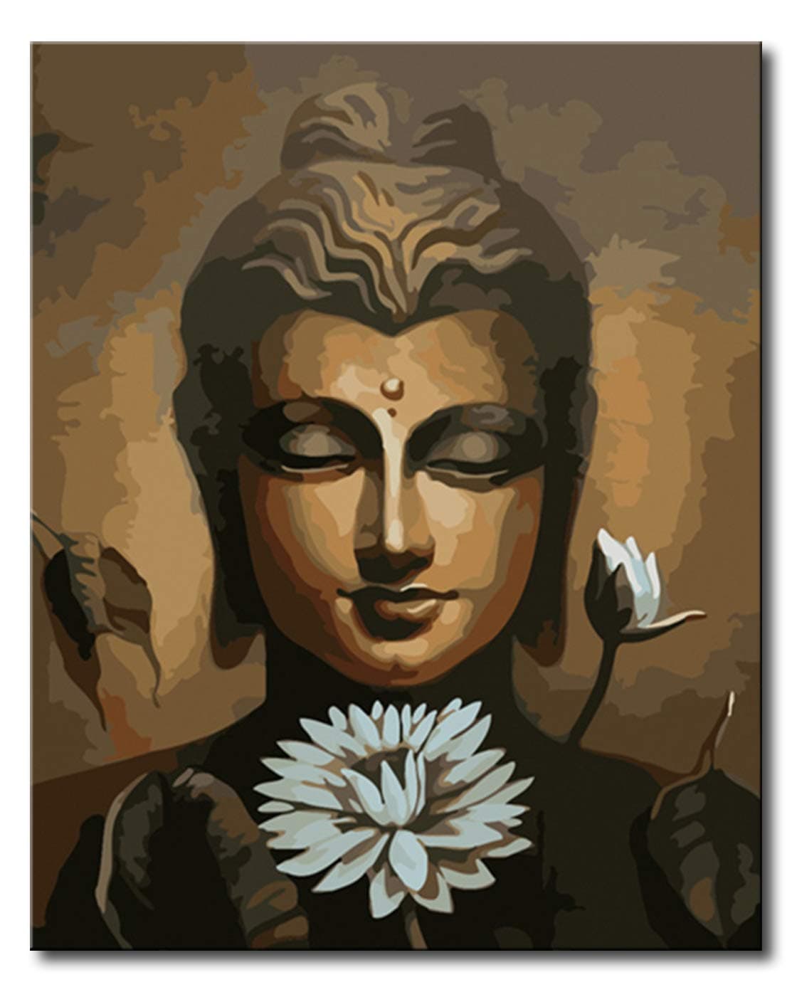 Shukqueen DIY Paint by Numbers for Adults DIY Oil Painting Kit for Kids Beginner - Buddha 16x20 Inch (Wooden Frame)