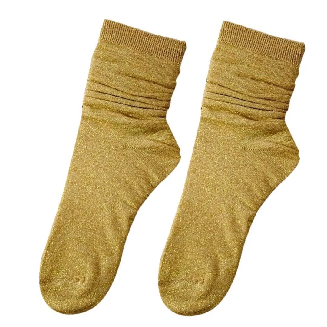 CENAST2023 Women's Novelty Socks 2 Pairs Cotton Glitter Bright Sock Size 7-9