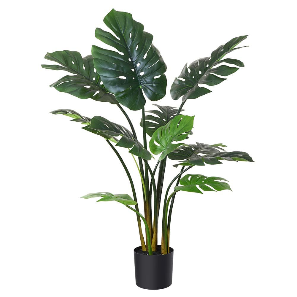 Fopamtri Artificial Monstera Deliciosa Plant 43 Inch/110cm Fake Tropical Palm Tree with 8 Trunks Faux Tree for Indoor Outdoor Decoration Feaux Swiss Cheese Plants for Home Office Housewarming Gift