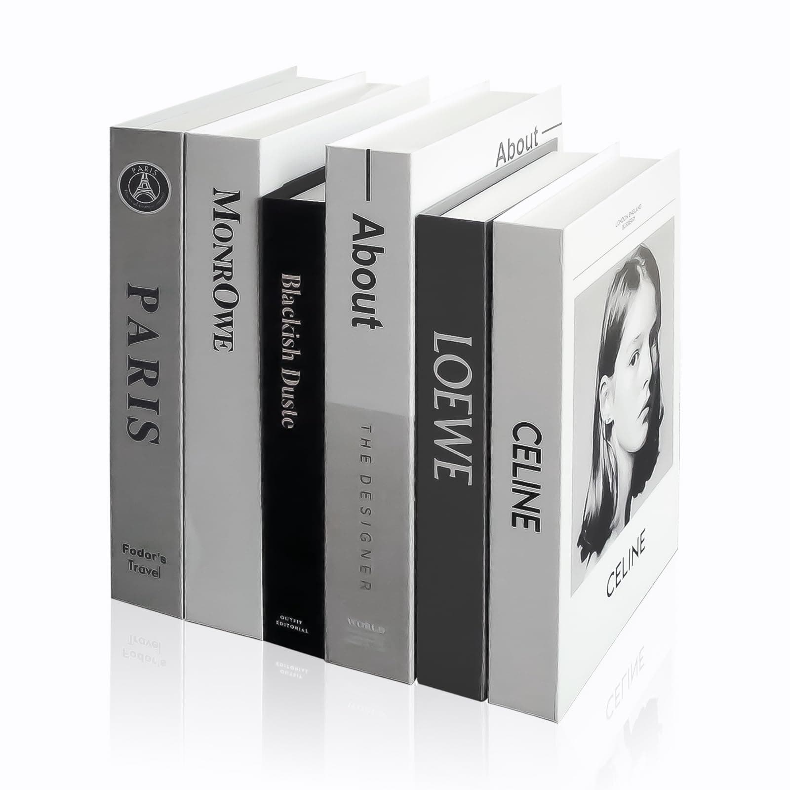 EFH 6 Pcs Faux Fashion Books for Home Decoration - Modern Aesthetic Living Room, Entryway, Coffee Table, and Shelf Decor (No.3 Set)