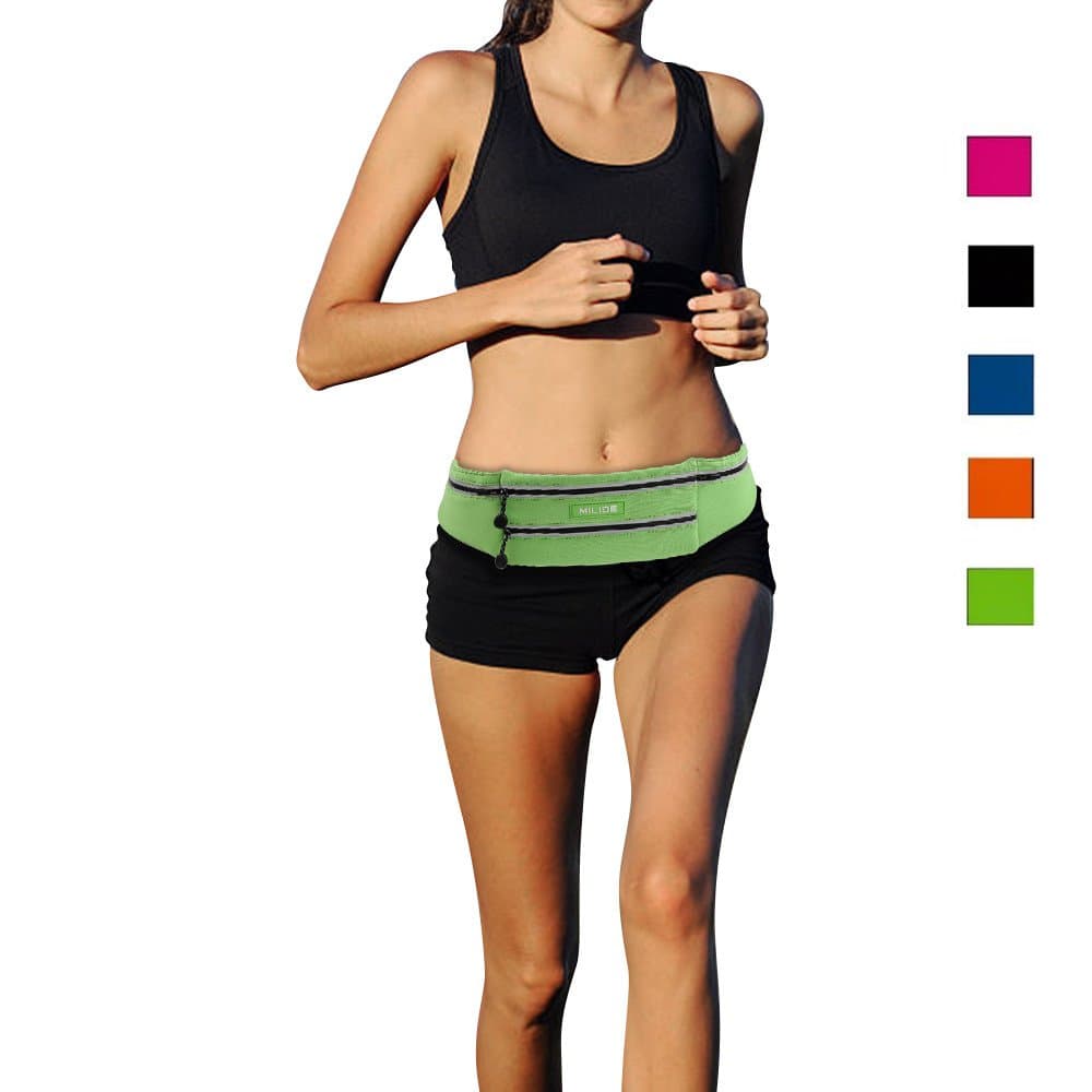 Running Belt Waist Pack for iPhone x 8 7 Plus with Reflective Strips Runner Workout | Waterproof Canvas |Phone Fanny Pack for Men,Women,Hiking Cycling,Travel,Workout,Sports Green