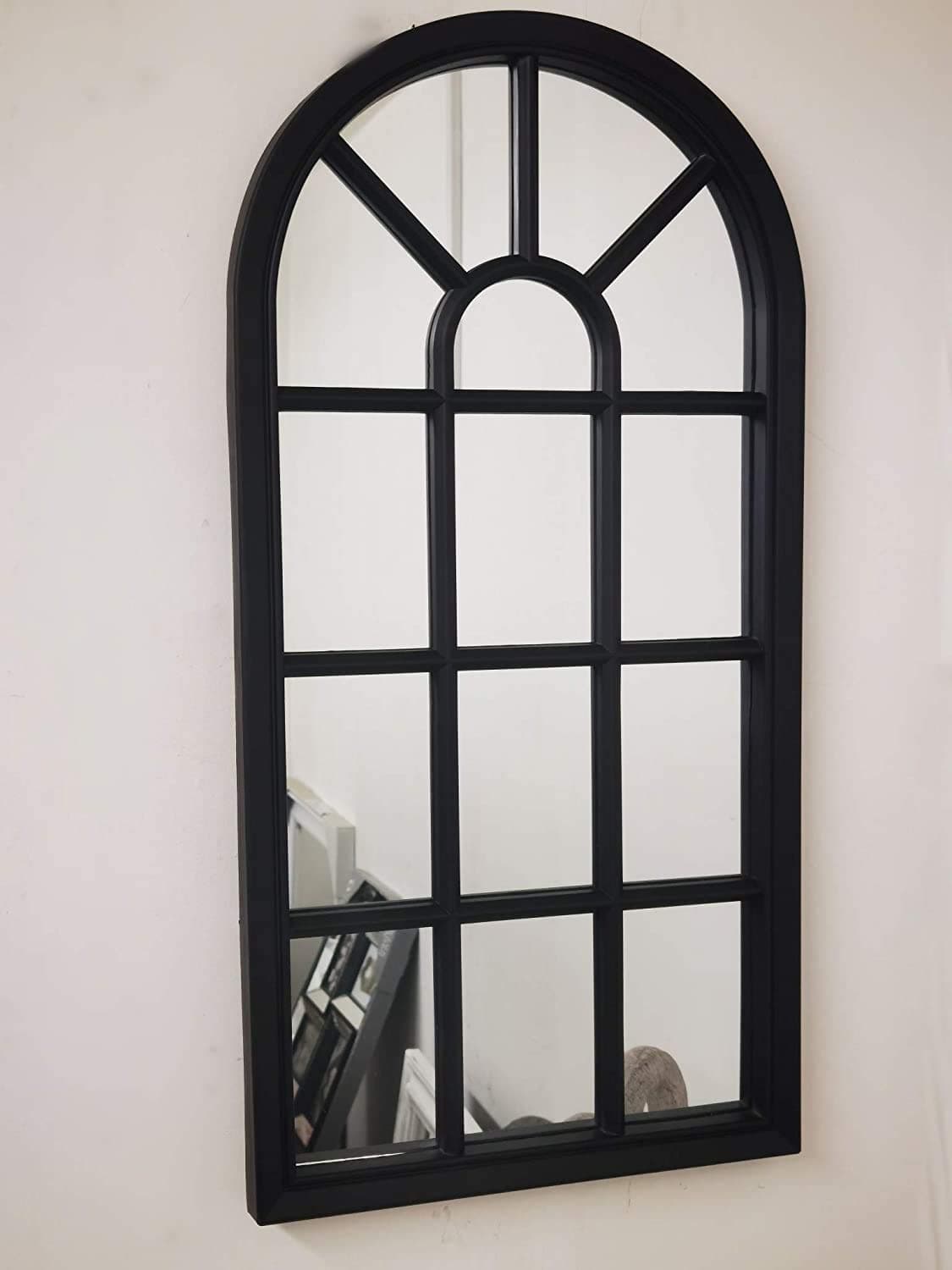 Homely 69cm Window Shape Designer Wall Mirror Beautiful Decoration Art Piece Gift (BLACK)