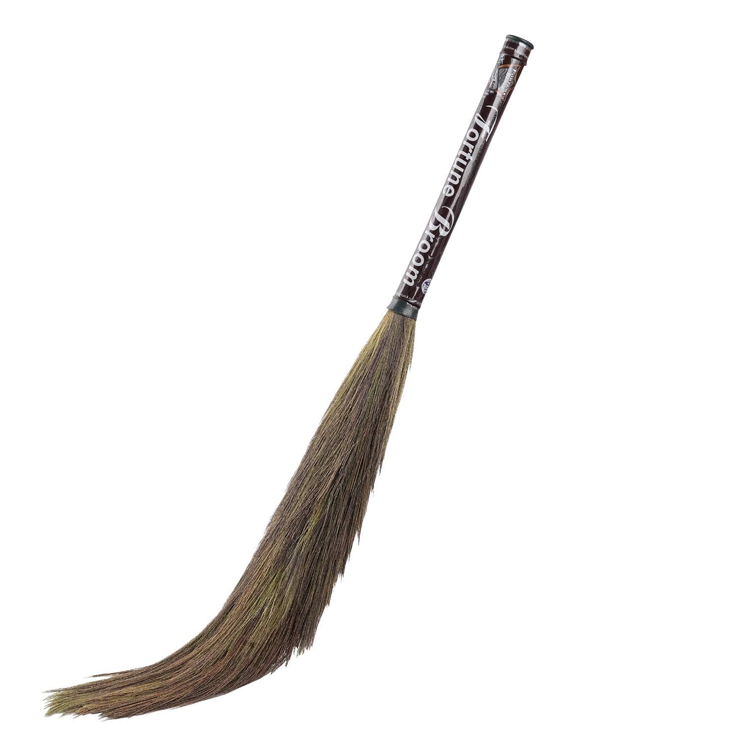 BR-01 Rooster Broom Phool Jhadu Natural Mizoram Heavy Duty 17.3 cm Long Grass with Laminated Plastic Handle, Dust Removal, and Floor Cleaning