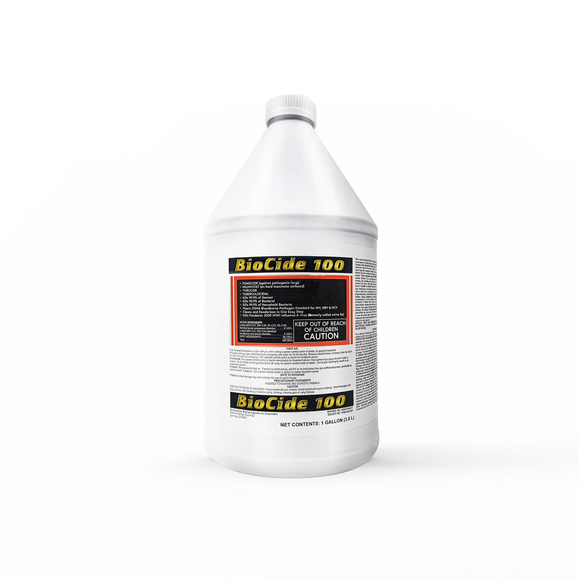 Bio Cide Laboratories BioCide 100 - Multi-Purpose Cleaner and Disinfectant Spray - Professional Grade Bacteria, Virus Mildew, and Fungi Remover - 1-Gallon - Bottle