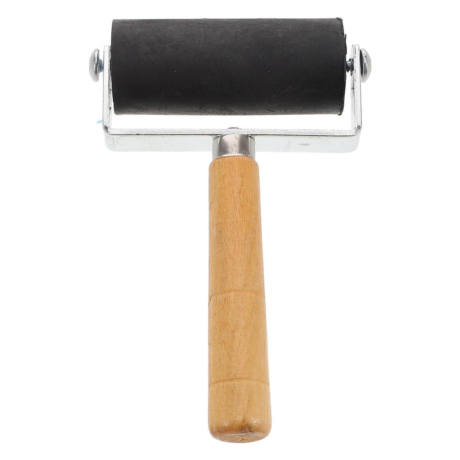 Rubber Roller Brayer with Solid Wooden Handle - Ink Roller Tool for Printmaking Scrapbooking Wallpaper Stamping and Craft Projects