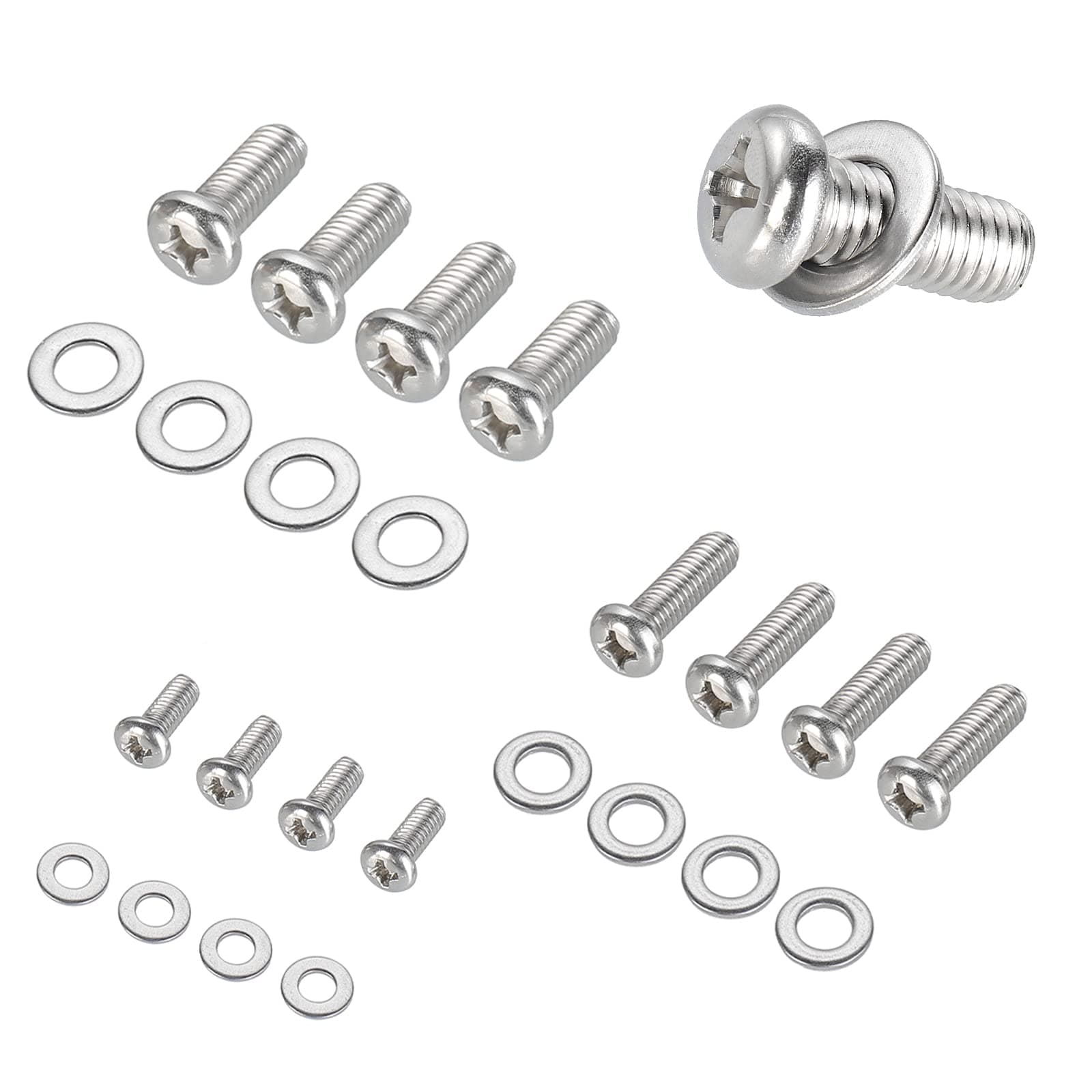 24 Pack Universal TV Mounting Hardware Kit,M4 M6 M8 TV Bracket Screws,304 Stainless Steel Vesa Screws,PC Bracket Bolts Fixing Set,Monitor Wall Mount Screw with Washers For Samsung LG.