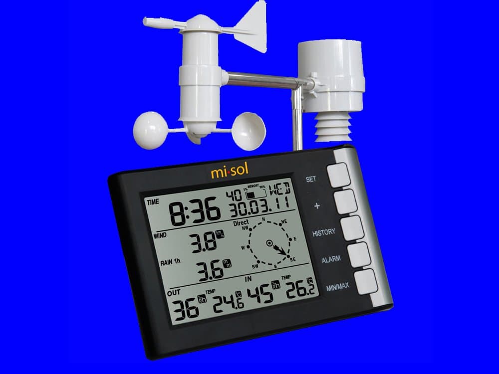 MISOL 1 unit of Professional Weather Station Wind Speed Wind Direction Temperature Humidity Rain 433Mhz/Estación Meteorológica Profesional del viento velocidad del viento Dirección Temperatura Humedad Lluvia 433Mhz