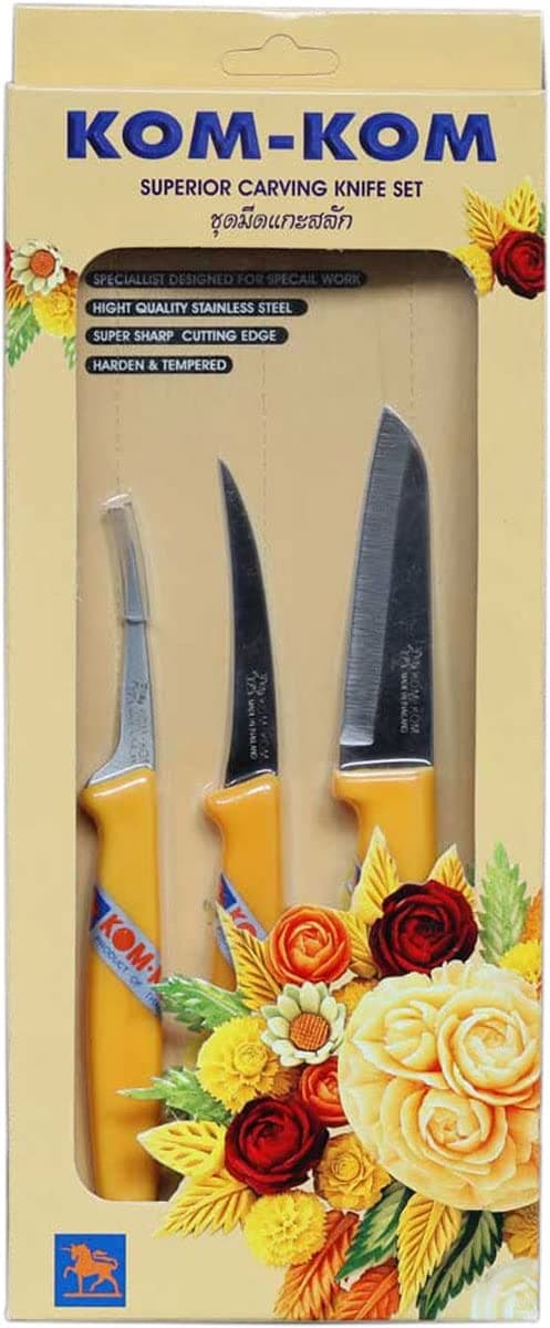 Fruit and Vegetable Carving Knives Set C, Yellow, 11 x 1 x 5 inches