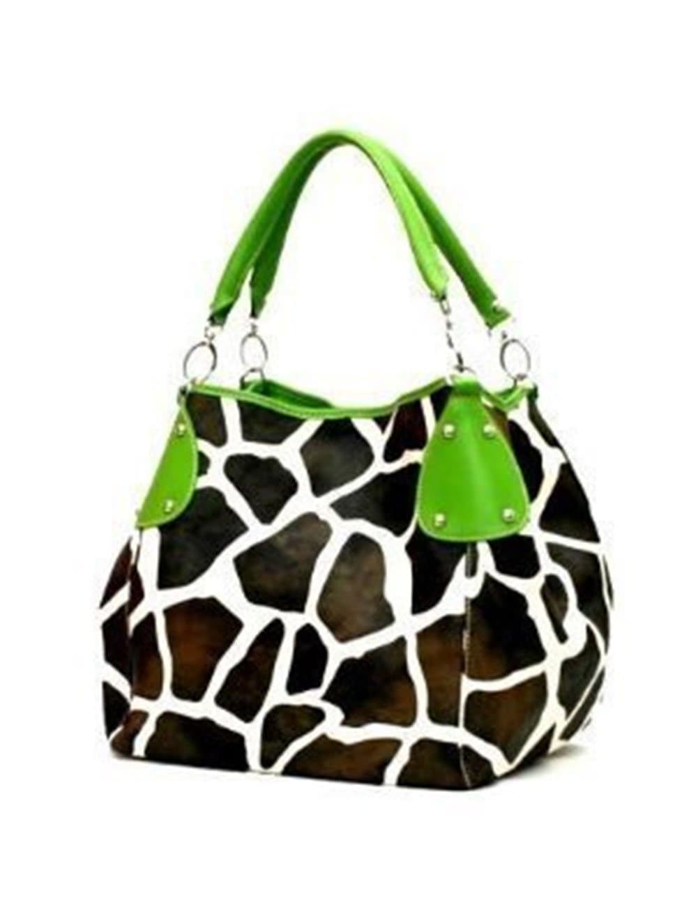 KENYA - Giraffe Print Hobo Handbag with Double Handles by Eliebags (Lime)