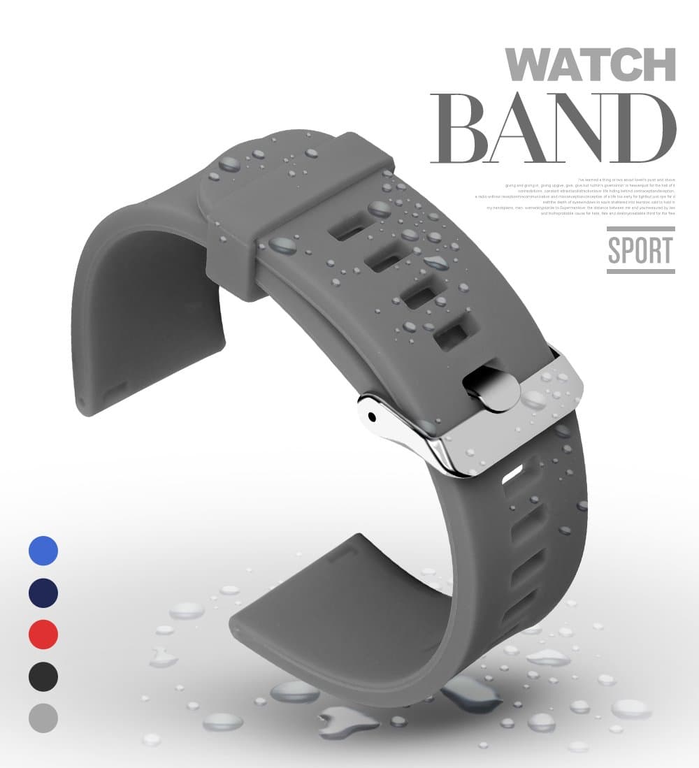 FORID Silicone Watch Band,Quick Release Band Soft Rubber Watch Strap Choose Color & Width (16mm, 18mm, 20mm or 22mm) (Grey, 20mm)