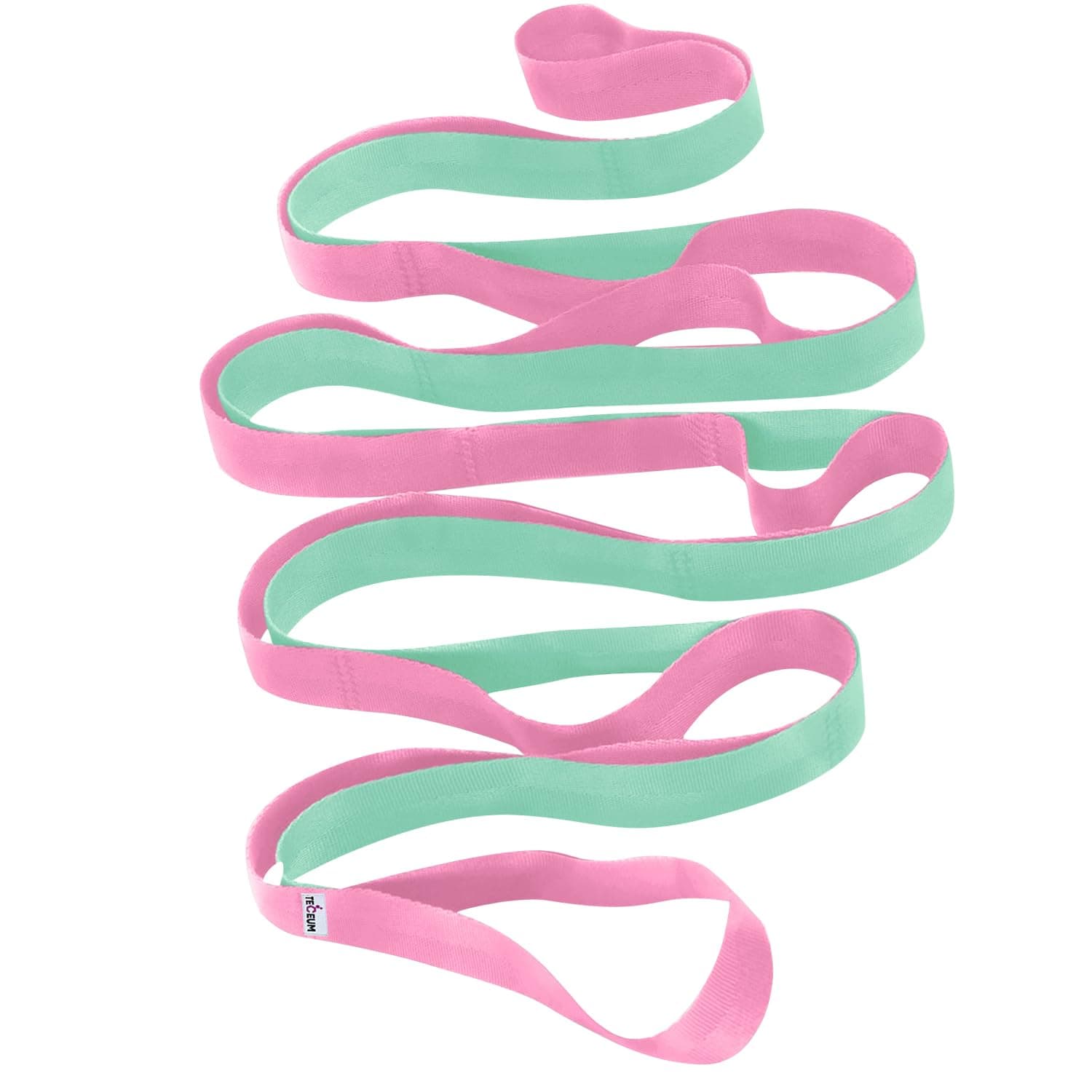 TECEUM Stretching Strap for Yoga & Physical Therapy – 10 Loops – Non-Elastic Leg Stretch Straps for Stretching, Exercising, Pilates, Post-Injury Rehabilitation for All Levels – Men & Women