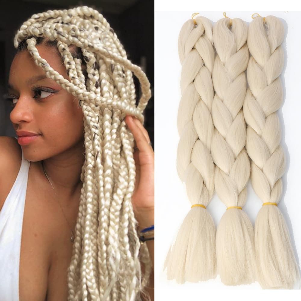 Original Jumbo Braids Hair Extension 3pcs Pure Blonde Color 24inch 100g/pc For Twist Box Braiding Hair (613#)