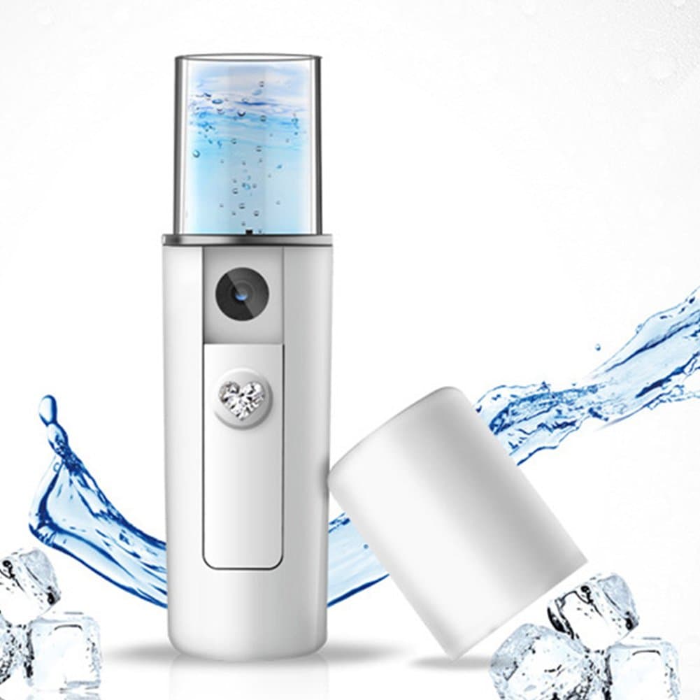 Nano Facial Mister Portable Mini Face Mist Handy Sprayer Atomization Eyelash Extensions Cool Facial Steamer，20Ml USB Rechargeable Mini Beauty Nano Handy Mist Spray Facial Mister(white)
