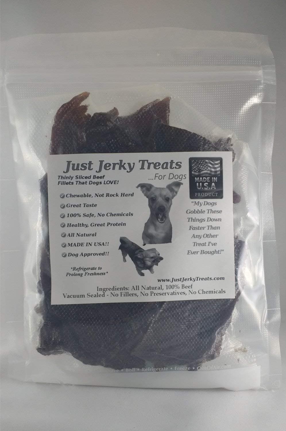 All Natural Beef Jerky Dog Treats - 8oz - Made in Usa. No Chemicals or Fillers