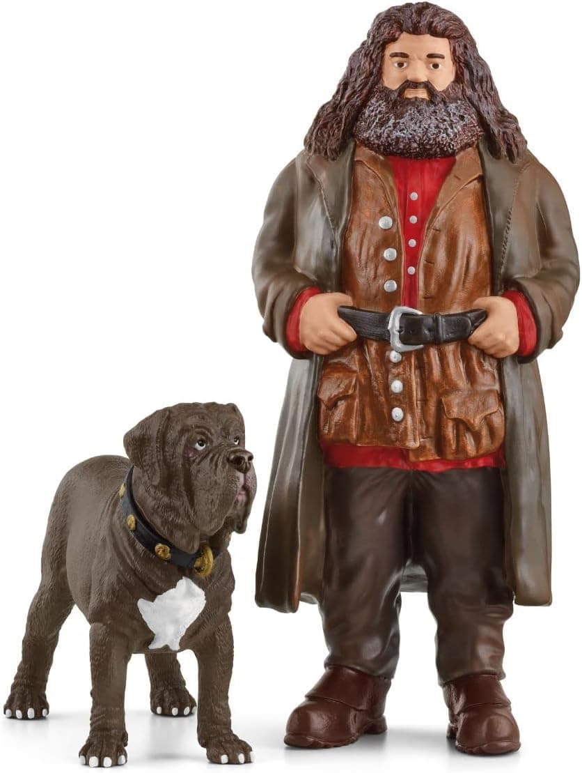 Schleich Harry Potter - Hagrid and Fang The Dog Figurines - 2 PC Harry Potter Set - Wizarding World Collectible Figures for Kids and Adults - Toys for Ages 6+ | 42638