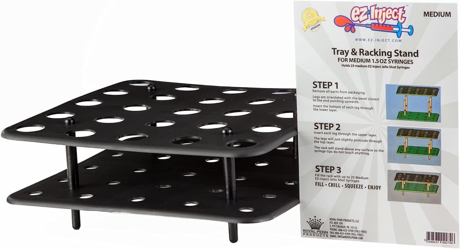 Jello Shot Racking Tray for Medium Syringe (Hold 25 Syringes) - Tray Only