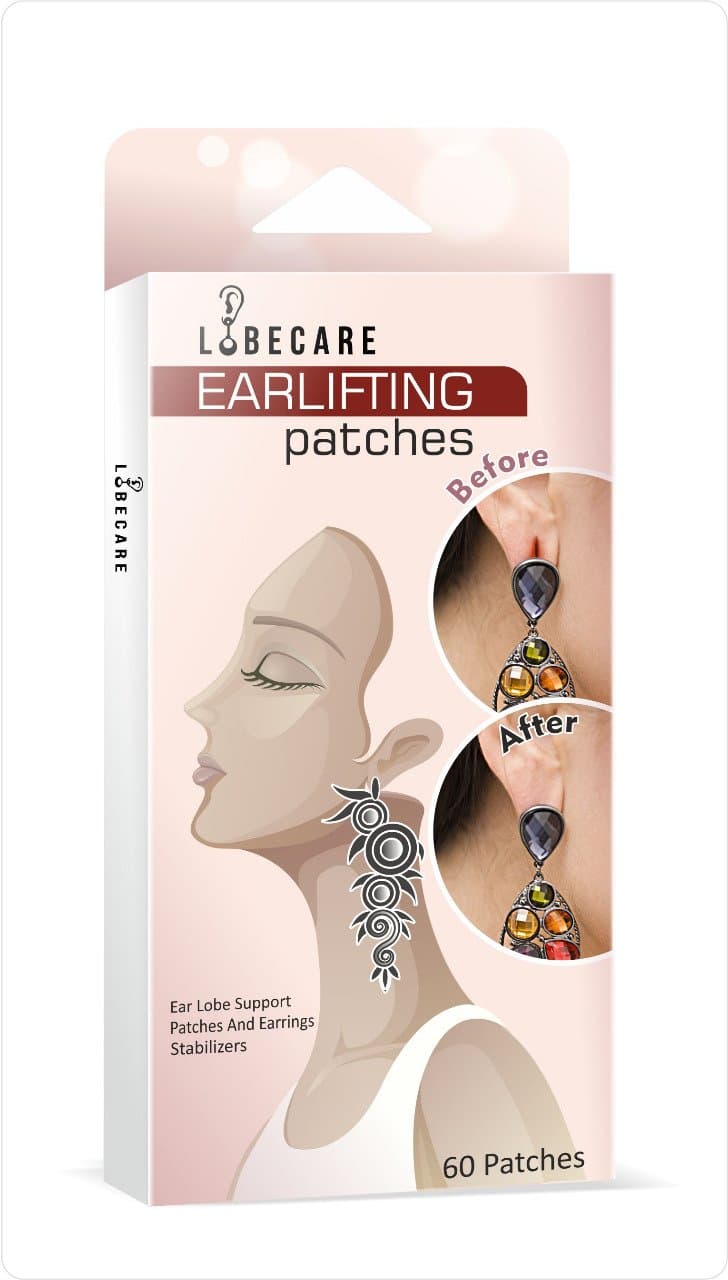 LobeCare Medical Graded Waterproof Invisible Ear Support Patch with Directions to Apply for Earrings -60 Patches