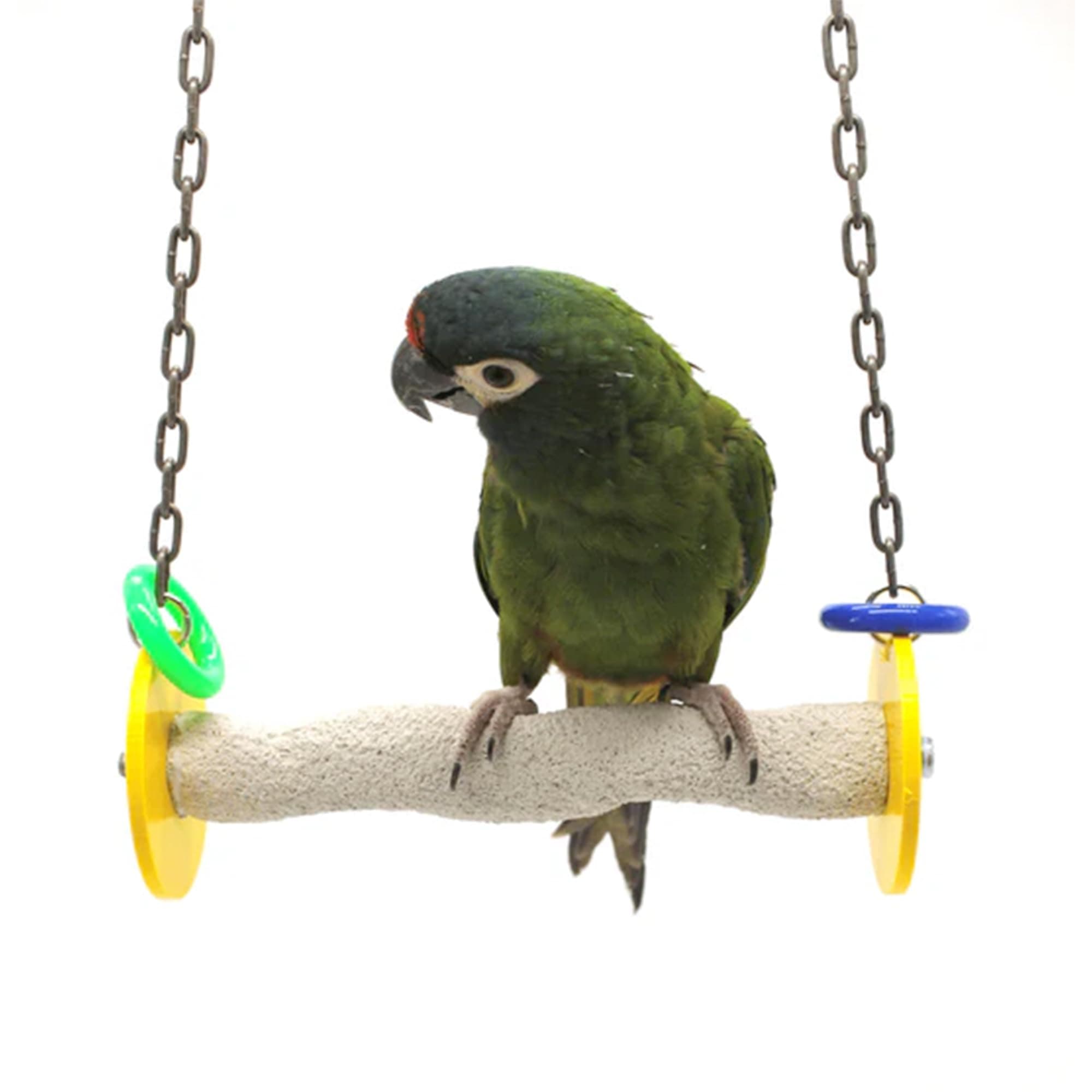 Roll Bird Swing - Pumice Perch Bird Toys Trims Nails and Beaks, Safe and Non-Toxic Bird Cage Accessories for Small and Large Birds, Swinging Toys Birds Will Love, Medium 9 Inches