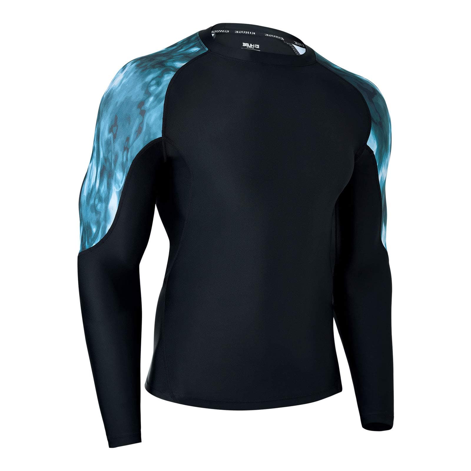 Men's Rash Guard Long Sleeves UPF 50+ UV Sun Protection Quick Drying Splice Compression Swim Shirts