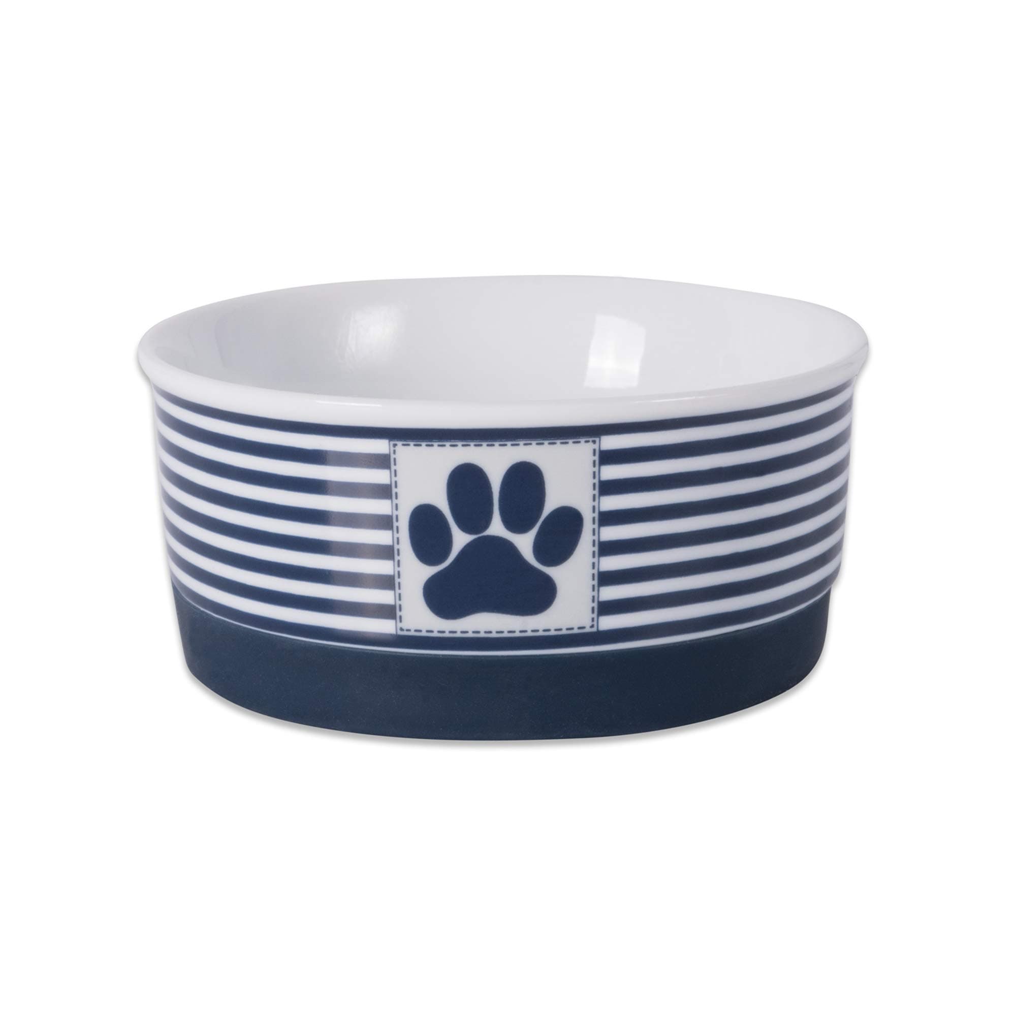 Bone Dry Paw & Patch Ceramic Pet Collection, Small Bowl, 4.25x2", Nautical Blue