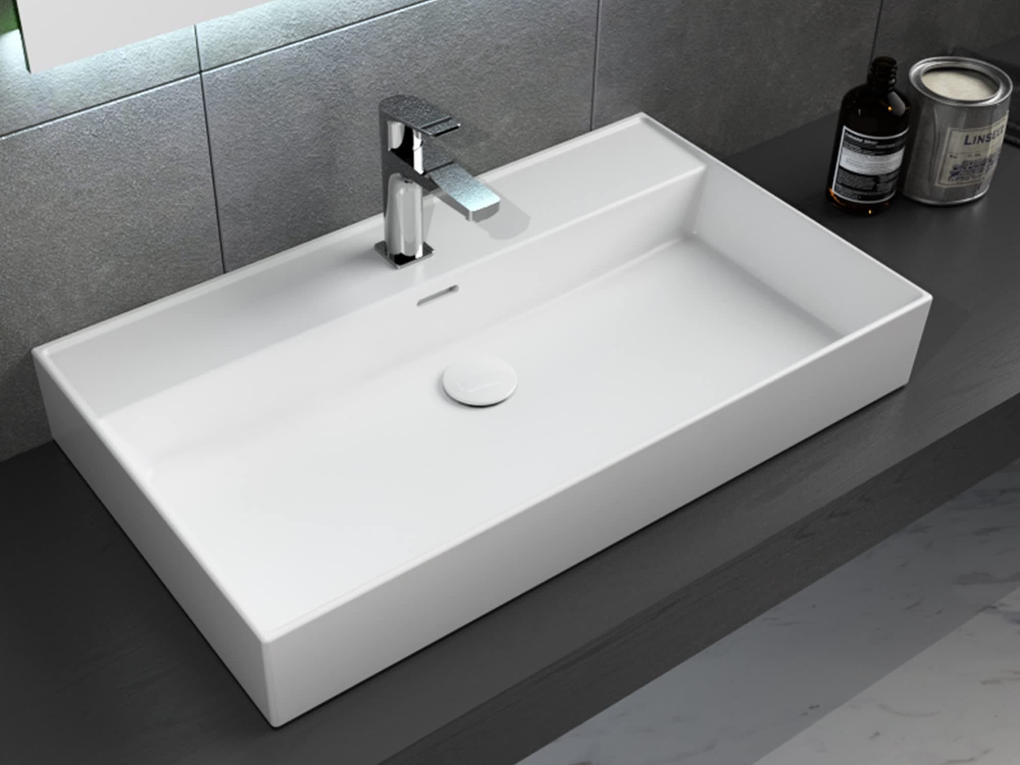 Aqua Bagno Loft Air Design Wash Basin/Basin Attachment 80 x 46 cm White Wash Bowl Ceramic Furniture