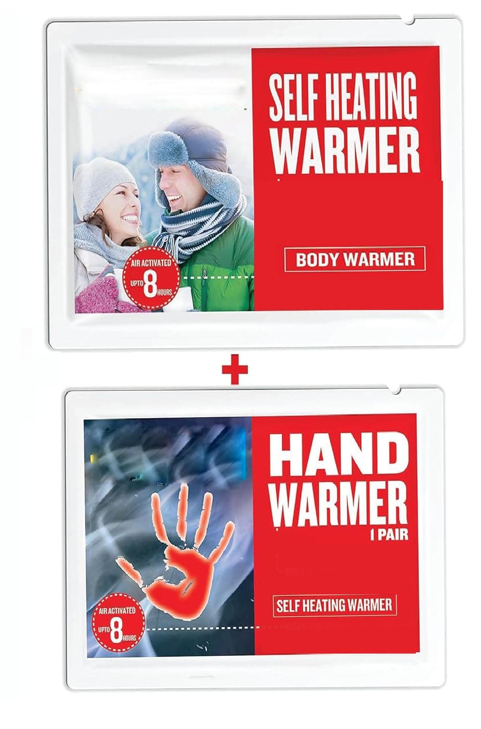 SOLDTRUE Combo Body & Hand Warmer Heat Pouch Air Activated Heat Warmers - Up to 8+ Hours of Self Heating Warmer, Long Lasting Safe Natural Odorless(1 Pair Hand,1 Body)