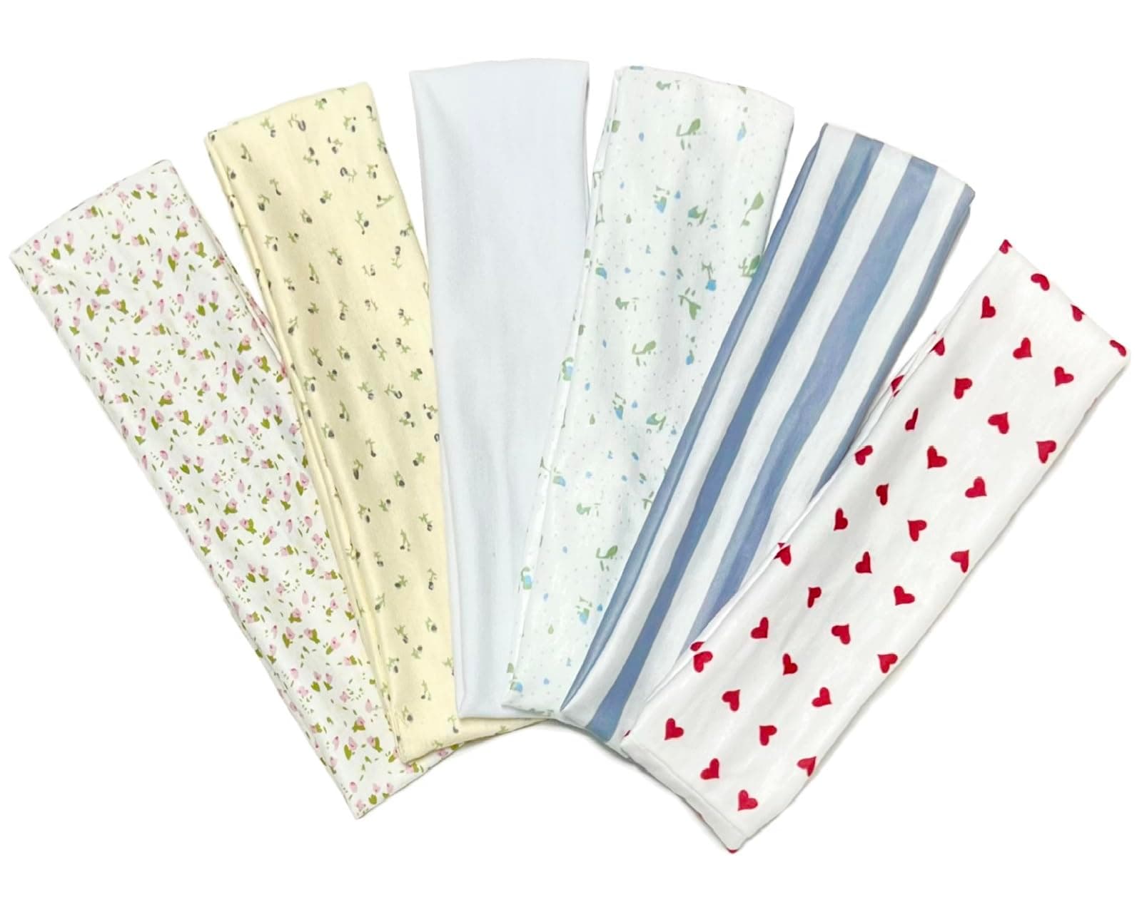 Fashion Women's Headbands for Short Hair Non Slip Elastic Floral Hairbands, Soft Fabric 2 Inches Thick Stripe Head Bands for Girls, Valentine's Day Heart Headbands