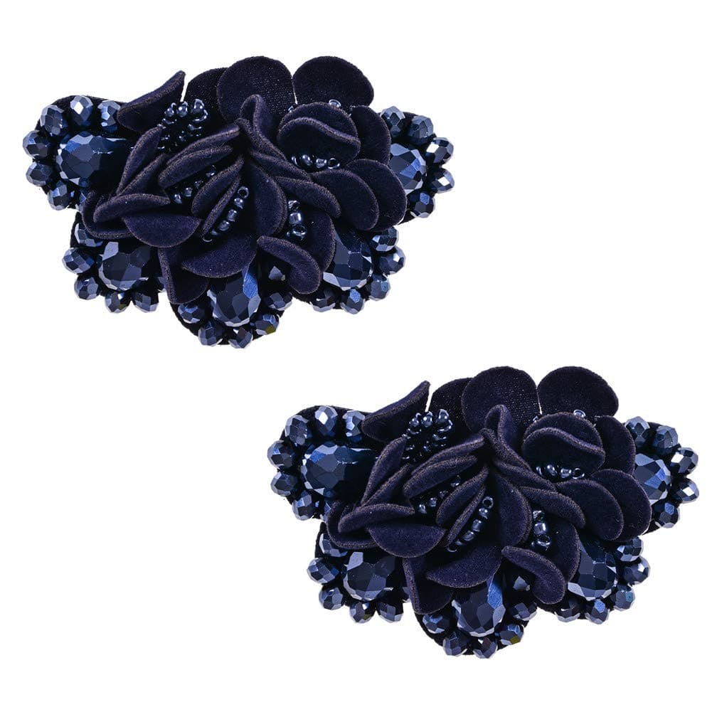 2 Pcs 2.8inch Women Bow Flower Crystal Flip Flop Shoe Charms Beaded Fashion Shoe Clips