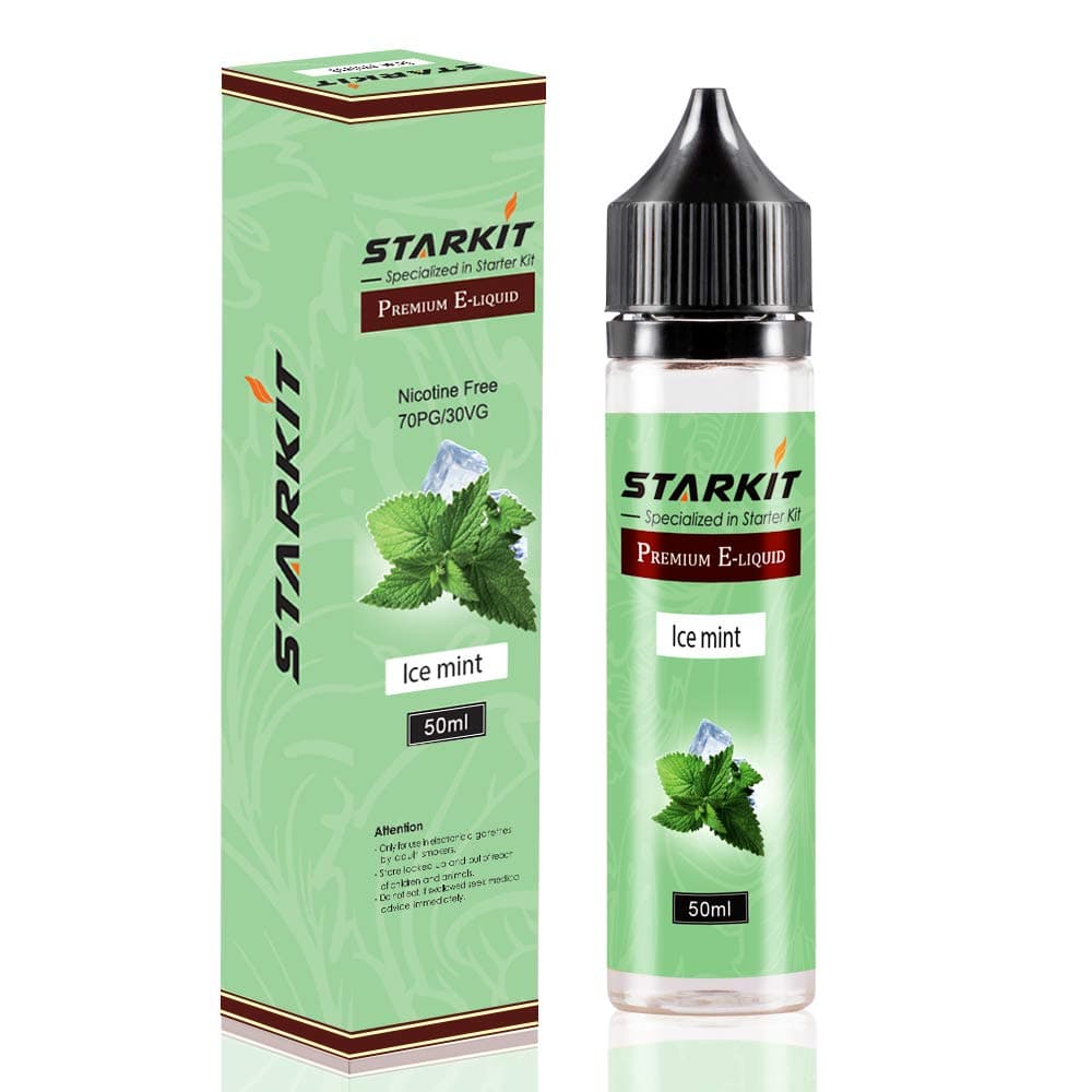E Liquids 50ml with 60ml Bootle,Shortfill Eliquid,Ice Mint Flavor for Vape Pen E Cigarettes Starter Kit SMOK E Shisha, STARKIT® E-Liquid PG70% VG30%,No Nicotine,Ice Mint Flavors Ejuice