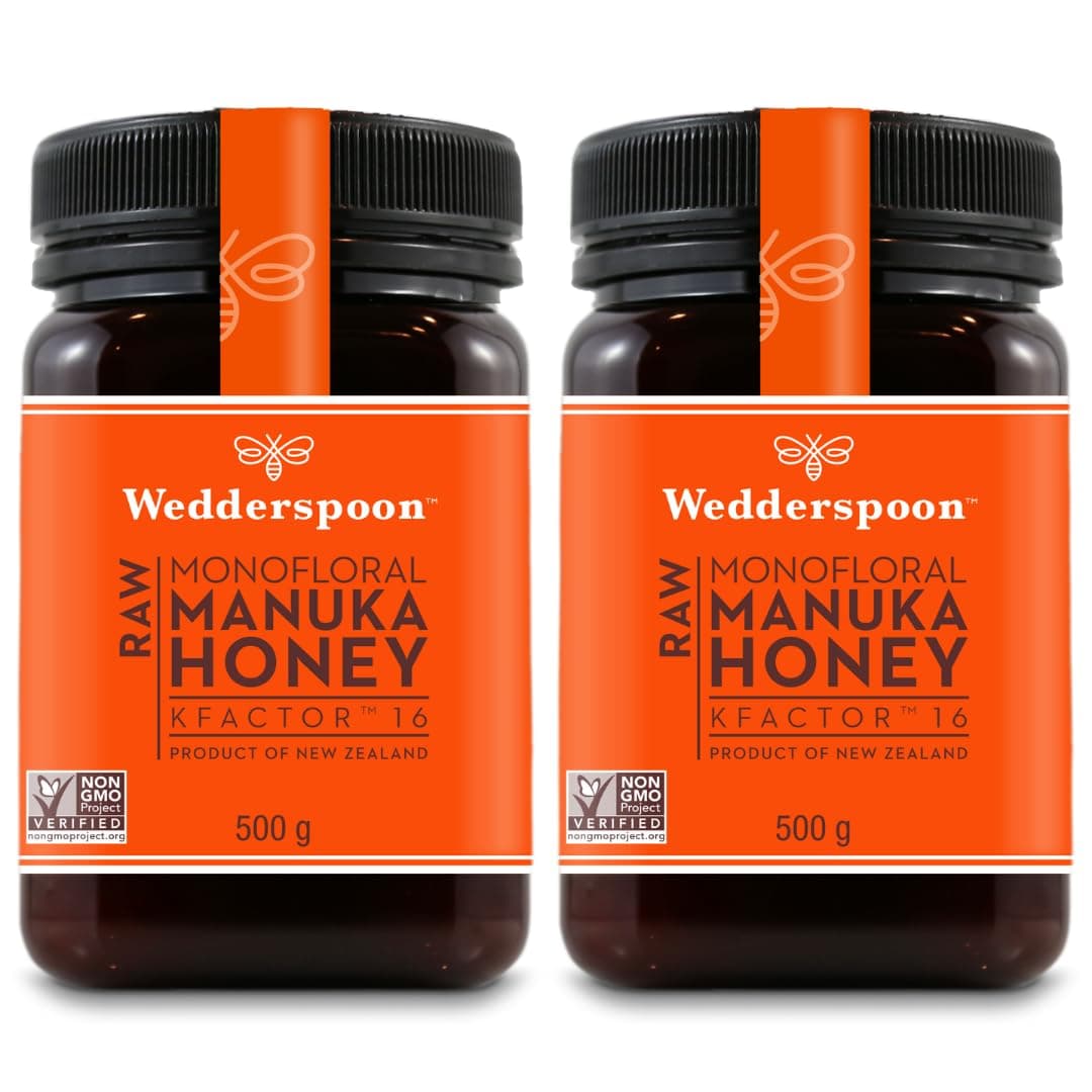 Wedderspoon KFactor 16+ Raw Manuka Honey 500g | Premium New Zealand Monofloral | Minimum 75% Pollen Count | Triple-Filtered, Creamed | GMO-Free, BPA-Free | Supports Digestive & Immune Health (2)