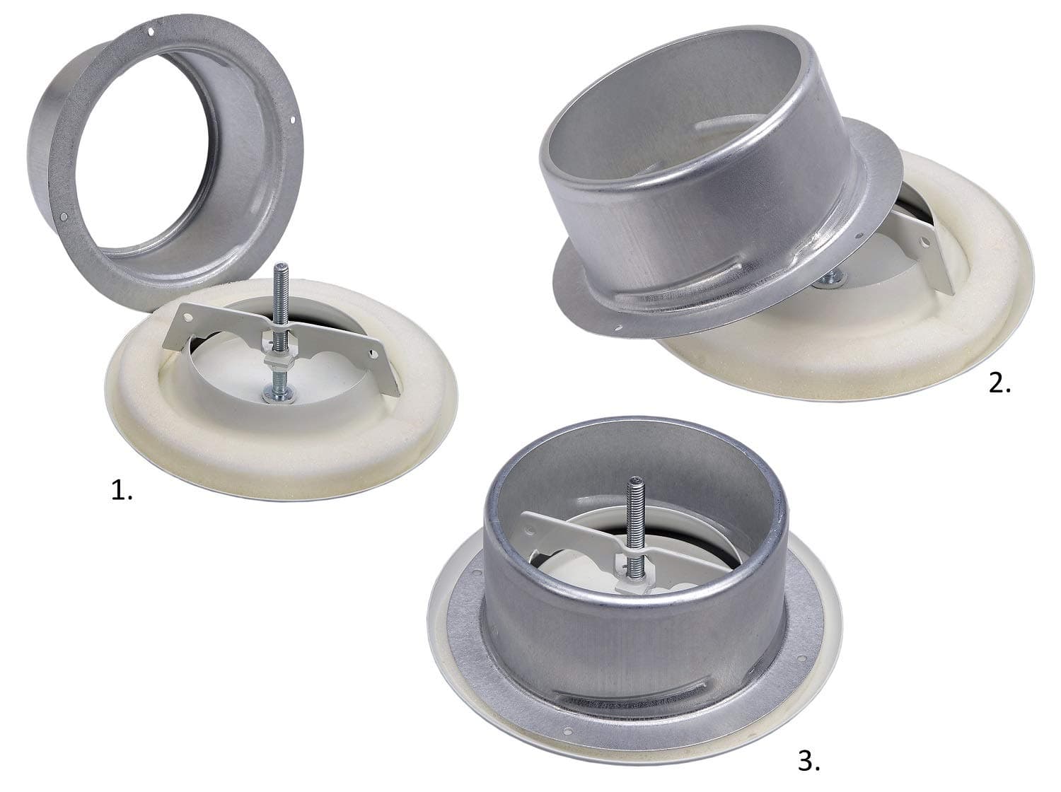 HVAC Round Ceiling Air Vent Diffuser, Metal Disc Valve, White Ventilation Ceiling Round Diffuser, Adjusted Clockwise / Anticlockwise Ceiling Air Vent, Regulated Disc Valve.