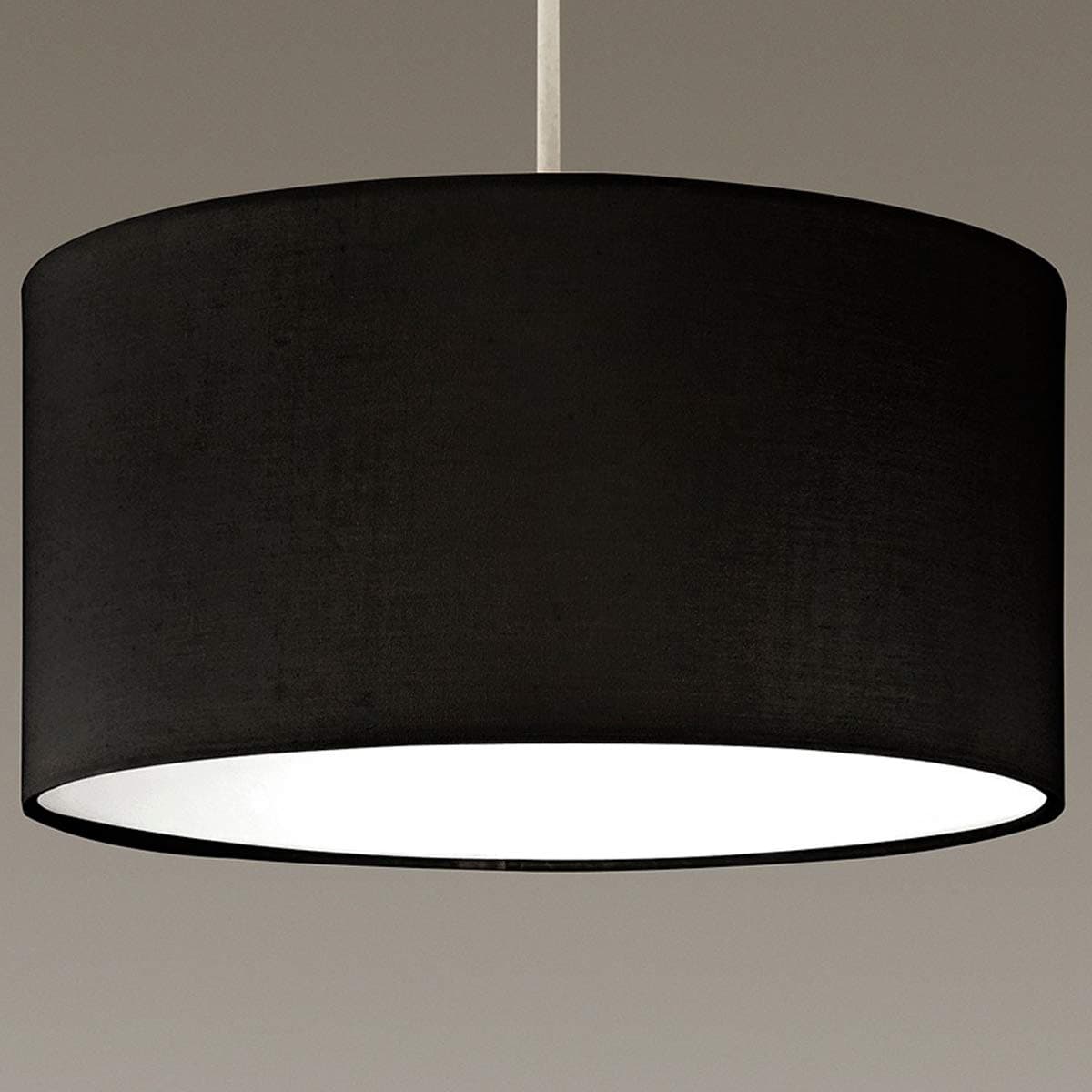Modern Fabric Lamp Shade Solid Opal White Bottom Diffuser Drum Pendant Table Lamp Bedroom Dining Room Lounge (Black)