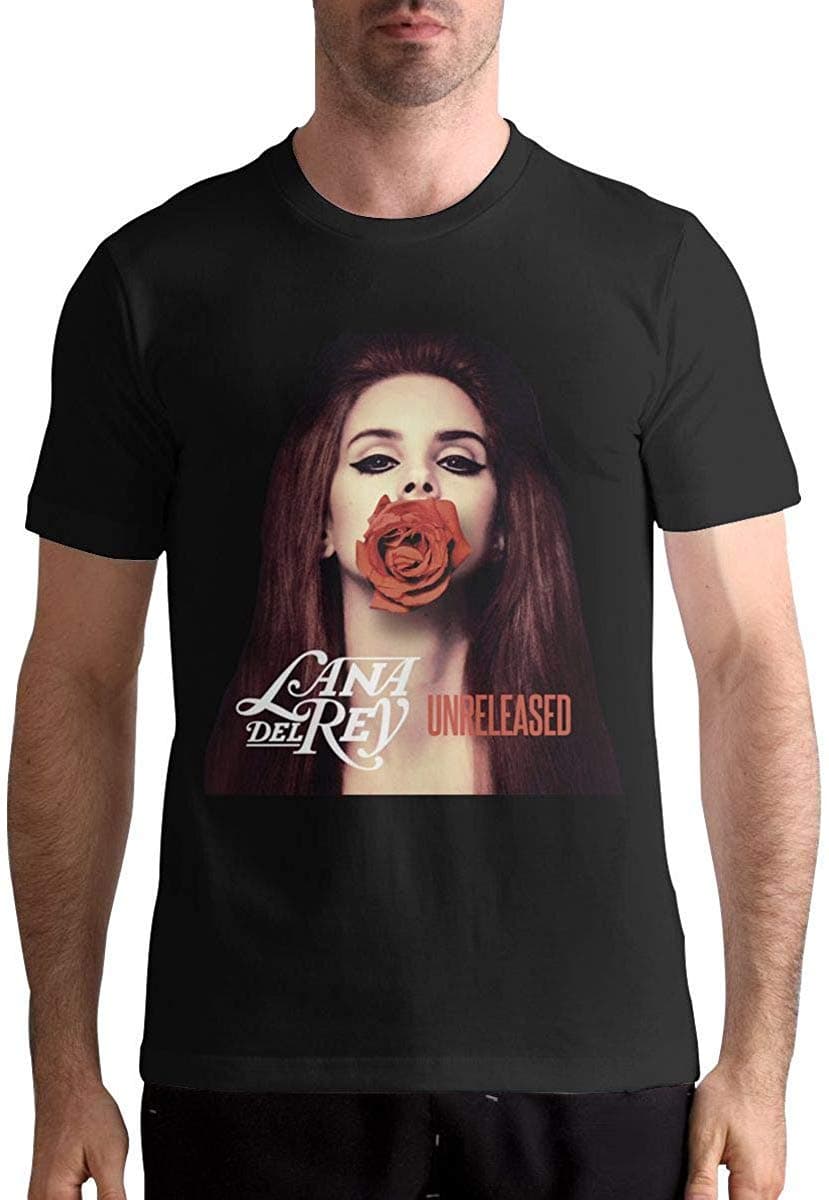 YGSKUY Men Lana Del Rey Music Band Short Sleeves T Shirt Gift Black,Black,Medium