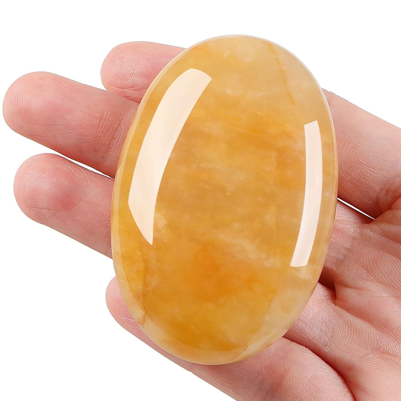 LAIDANLA Topaz 2.4" Large Palm Stone Healing Crystals Natural Gemstones Calming Effects Energy Balancing Reiki Polished Worry Stone Cleansing Protection Anxiety Stress Relief Therapy 1PC