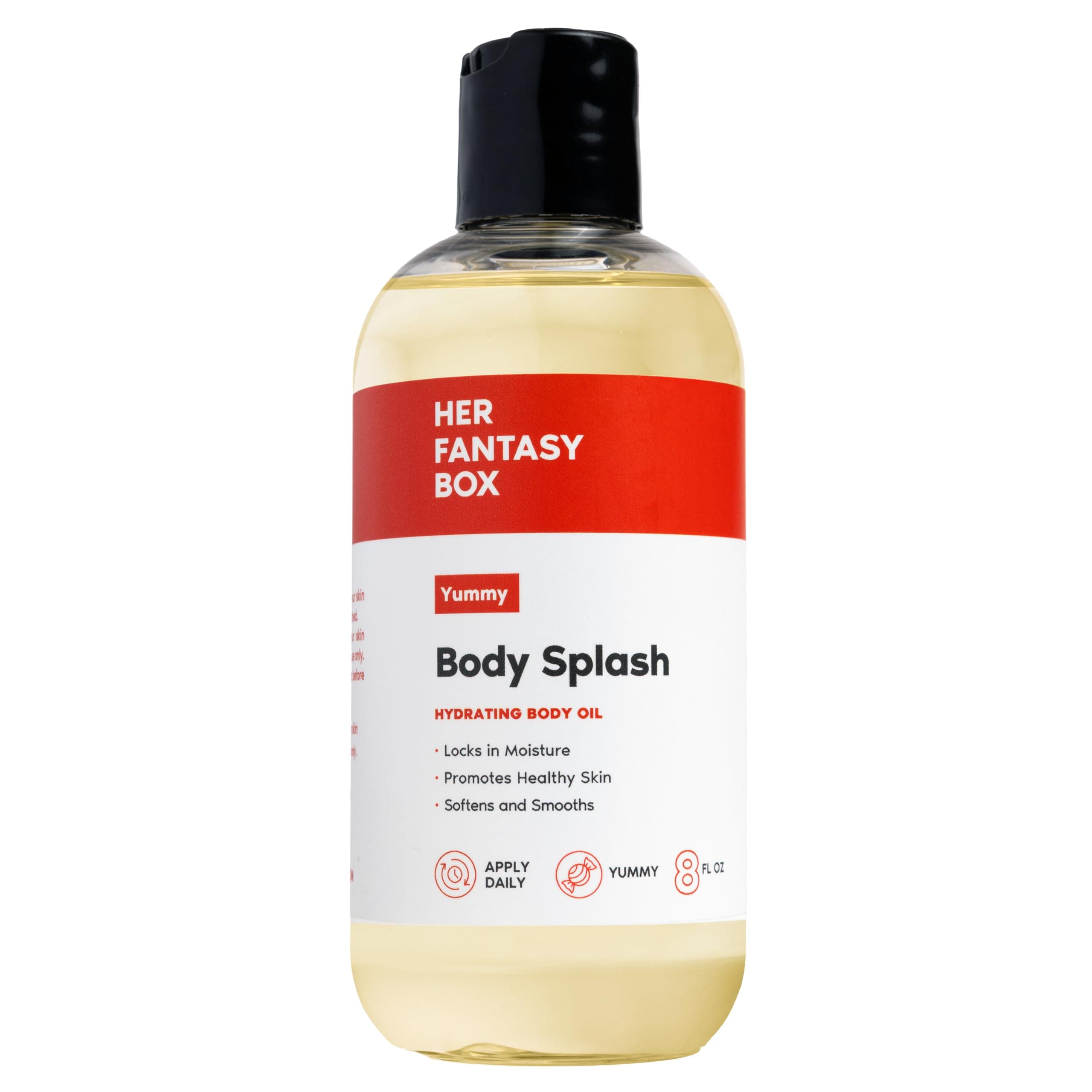 Her Fantasy Box | Body Splash Hydrating Body Oil (Yummy) - Moisturizing, Non-Greasy Formula for Soft, Smooth Skin - All-Natural, Lightweight & Nourishing