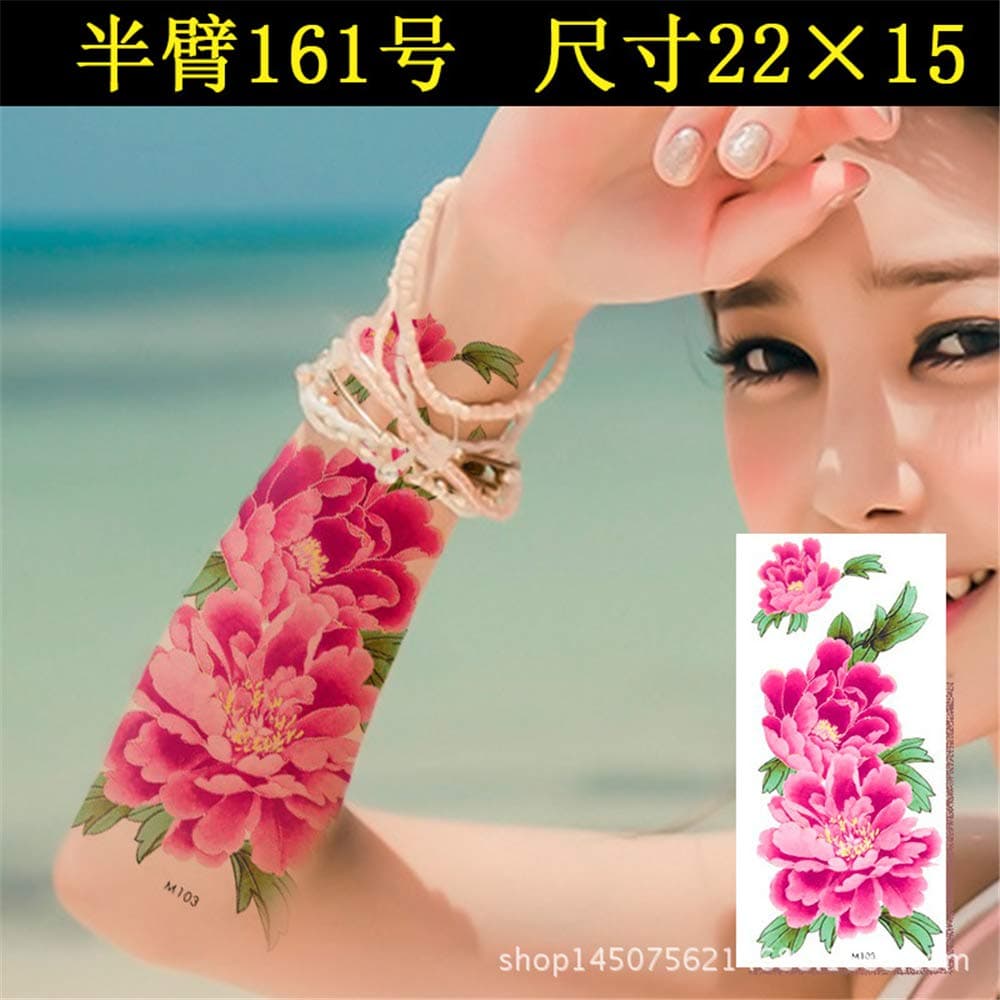 tzxdbh Tattoo stickers waterproof and lasting flowers butterfly series peony rose chrysanthemum flower lotus flower plum blossom maple leaf 3Pcs-20