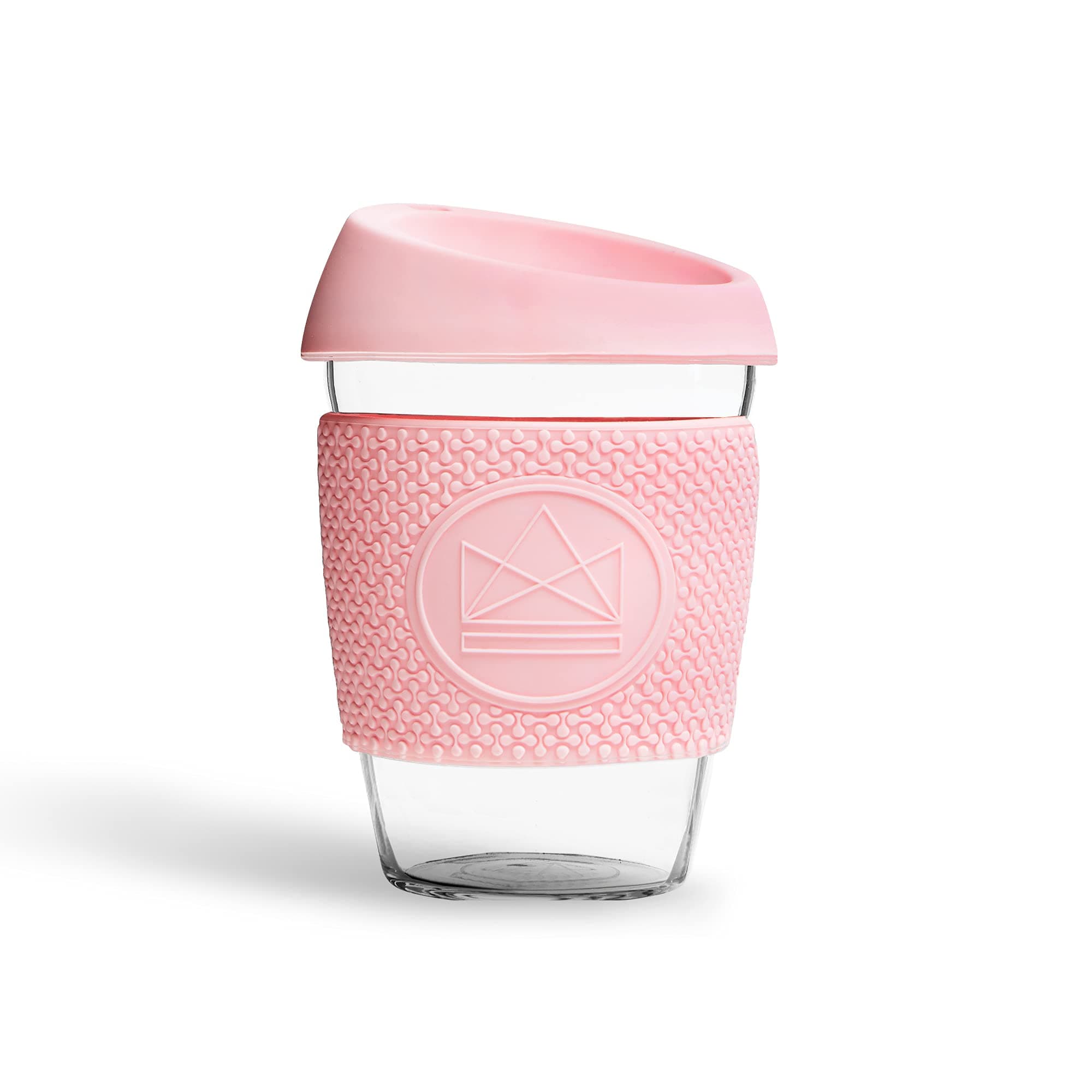 Neon Kactus Glass Coffee Cup | Reusable Glass Cup with Lid for Home or On the Go | Portable Coffee Cup | For Hot & Cold Drinks | Durable, Non-Permeable, Non-Slip, Splash-Proof | Pink Flamingo, 12oz