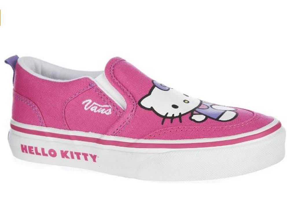 Vans Big Girls Asher Hello Kitty Fashion Slip On Sneakers Magenta/White