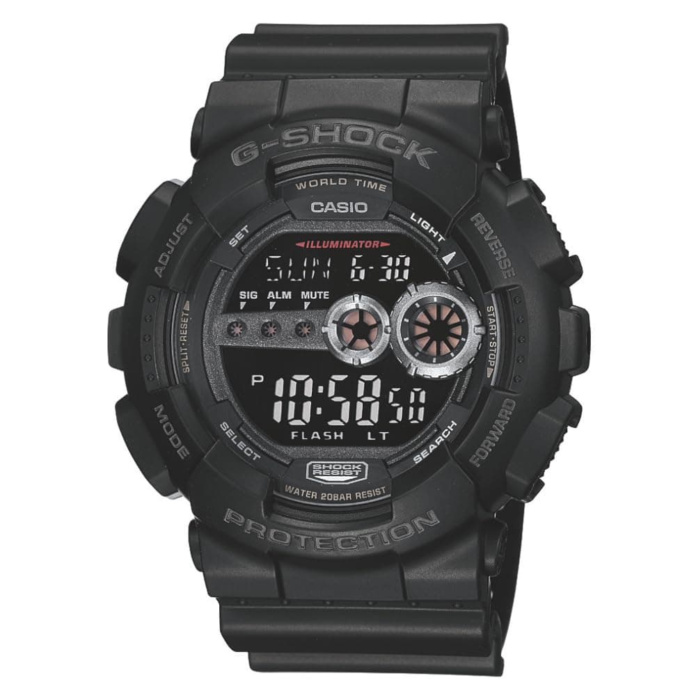 G-Shock GD100-1B | Men's Tough Digital Watch | 200M Water Resistant | High-Brightness LED | Dual Time & 7-Year Battery