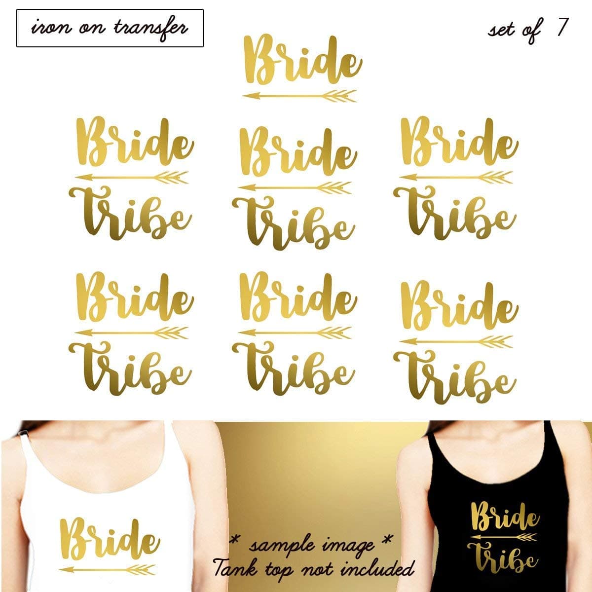 Set 7 Iron on transfer,1- Bride, 6-Bride Tribe, Iron on transfer vinyl, DIY Heat Transfer iron on transfers Bridal Party (#SS)