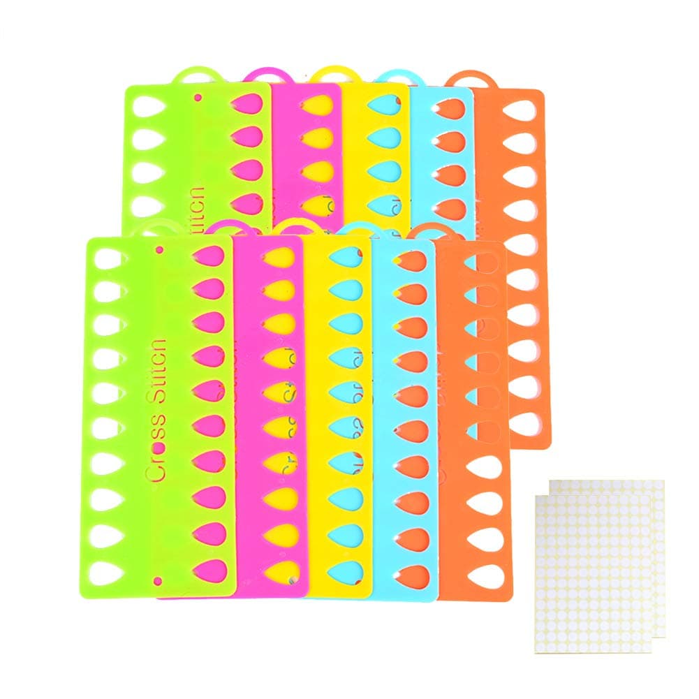 10 Pieces Embroidery Floss Organizer Cross Stitch Thread Holder,Thread Organiser Cards Holder with 165 Stick Lable Tag,Multi-Function Craft DIY Reusable Sewing Accessory