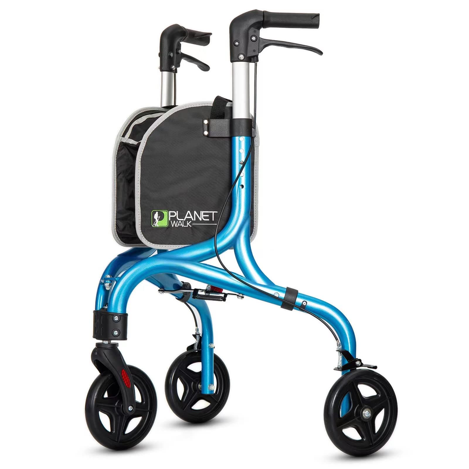 alk Premium 3 Wheel Rollator Walker for Seniors - Ultra Lightweight Foldable Walker for Elderly, Aluminum Three Wheel Mobility Aid, Brilliant Blue