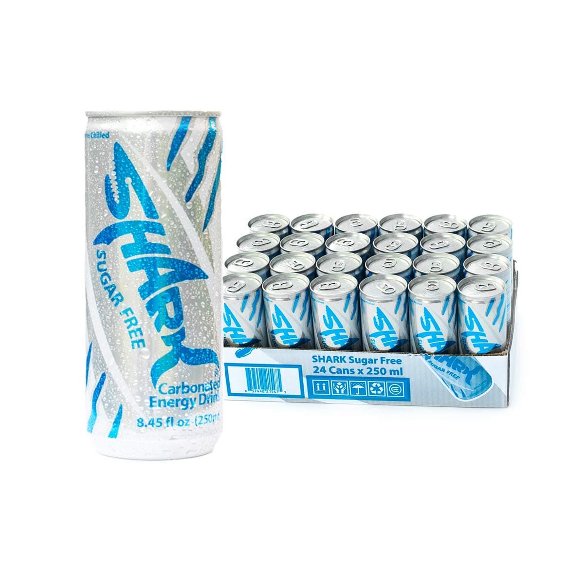 SHARK Natural Energy Drink – A Boost with Bite, Non Synthetic Caffeine Hit – Big Taste Sugar Free Flavor - Low Carb, Vegan Taurine-Amino Drinks – 24 Pk High in Vitamins